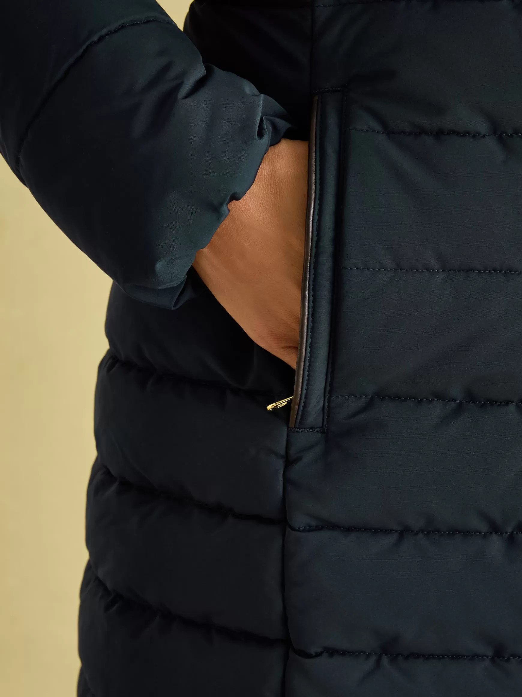 Cherington Showerproof Longline Padded Coat with Faux Fur Hood^Joules Outlet