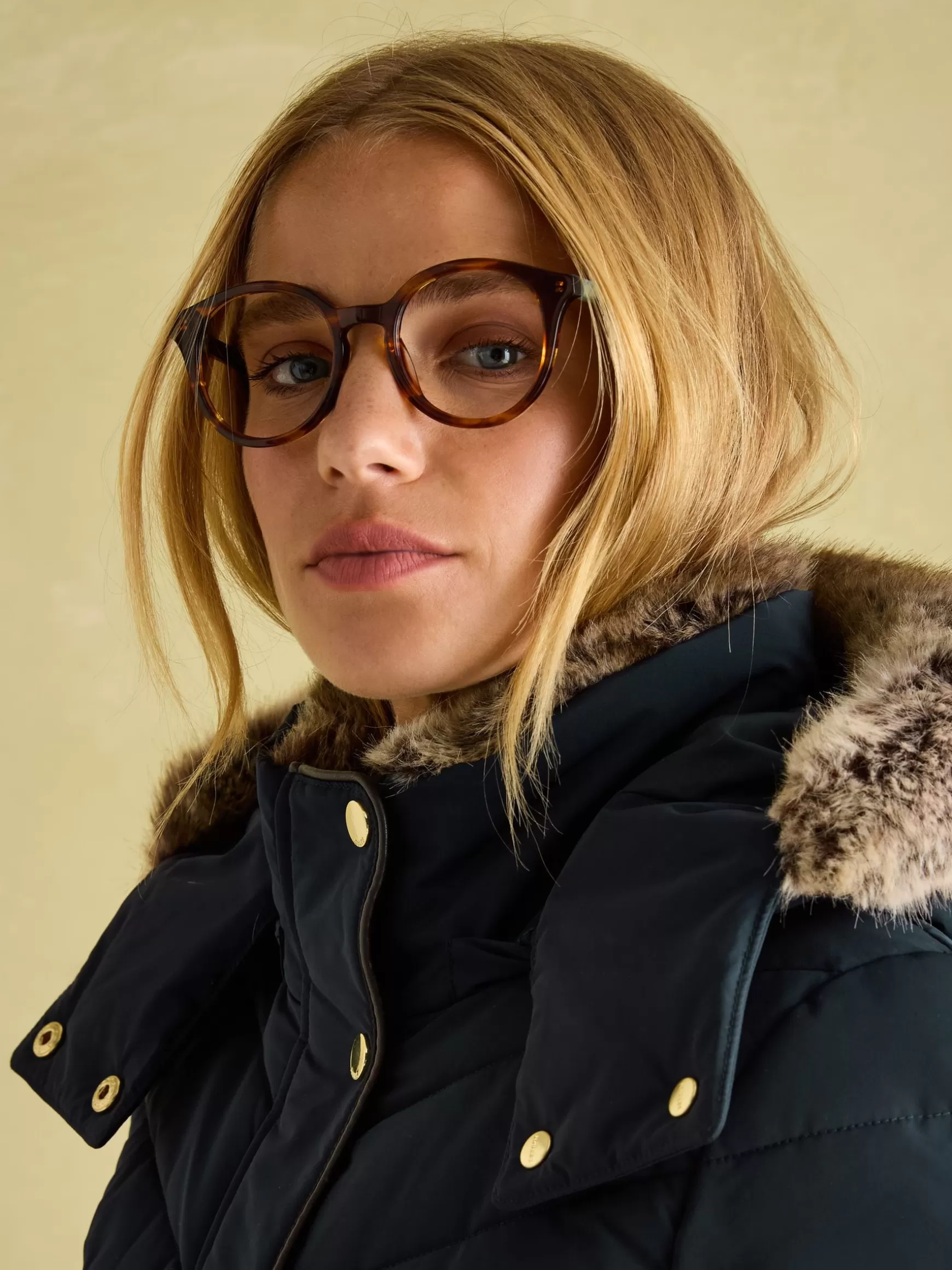 Cherington Showerproof Longline Padded Coat with Faux Fur Hood^Joules Outlet