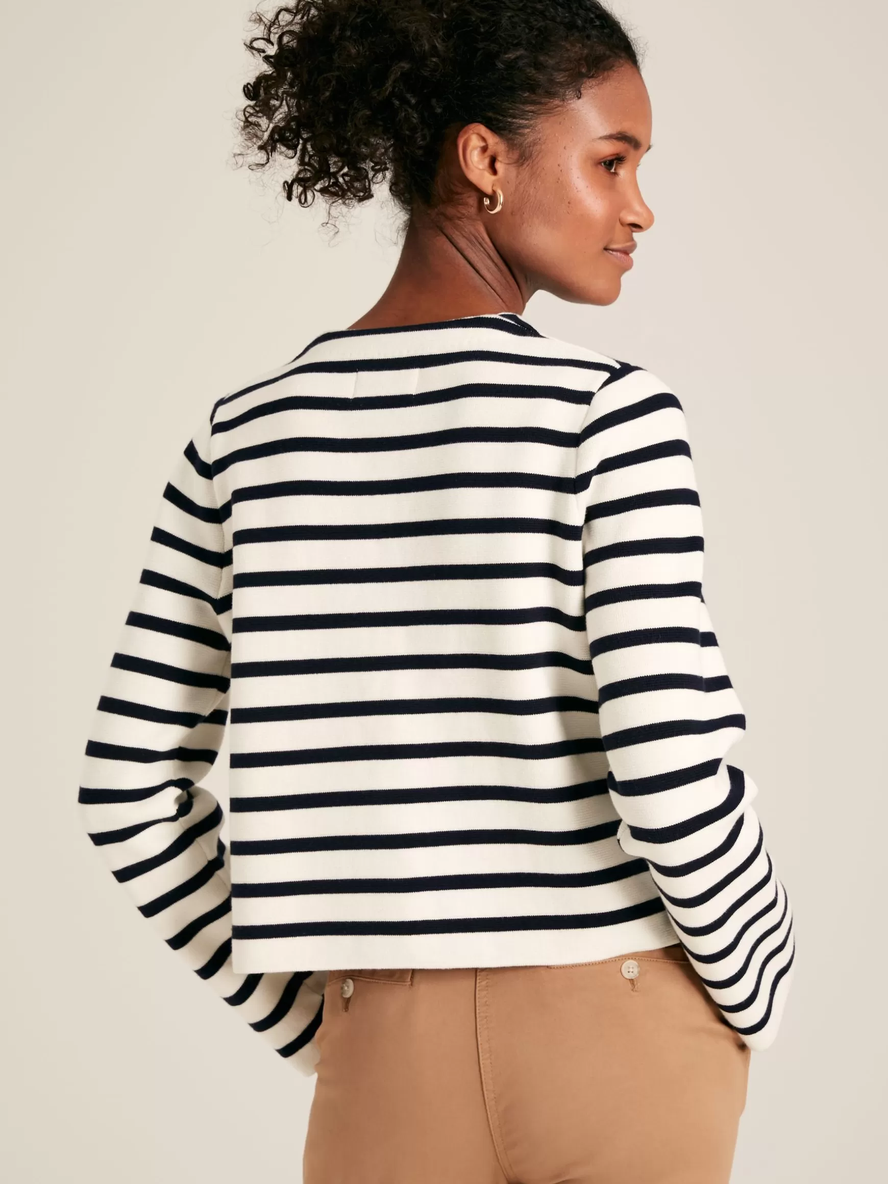 Constance Cream & Navy Striped Cotton Cardigan^Joules Best Sale