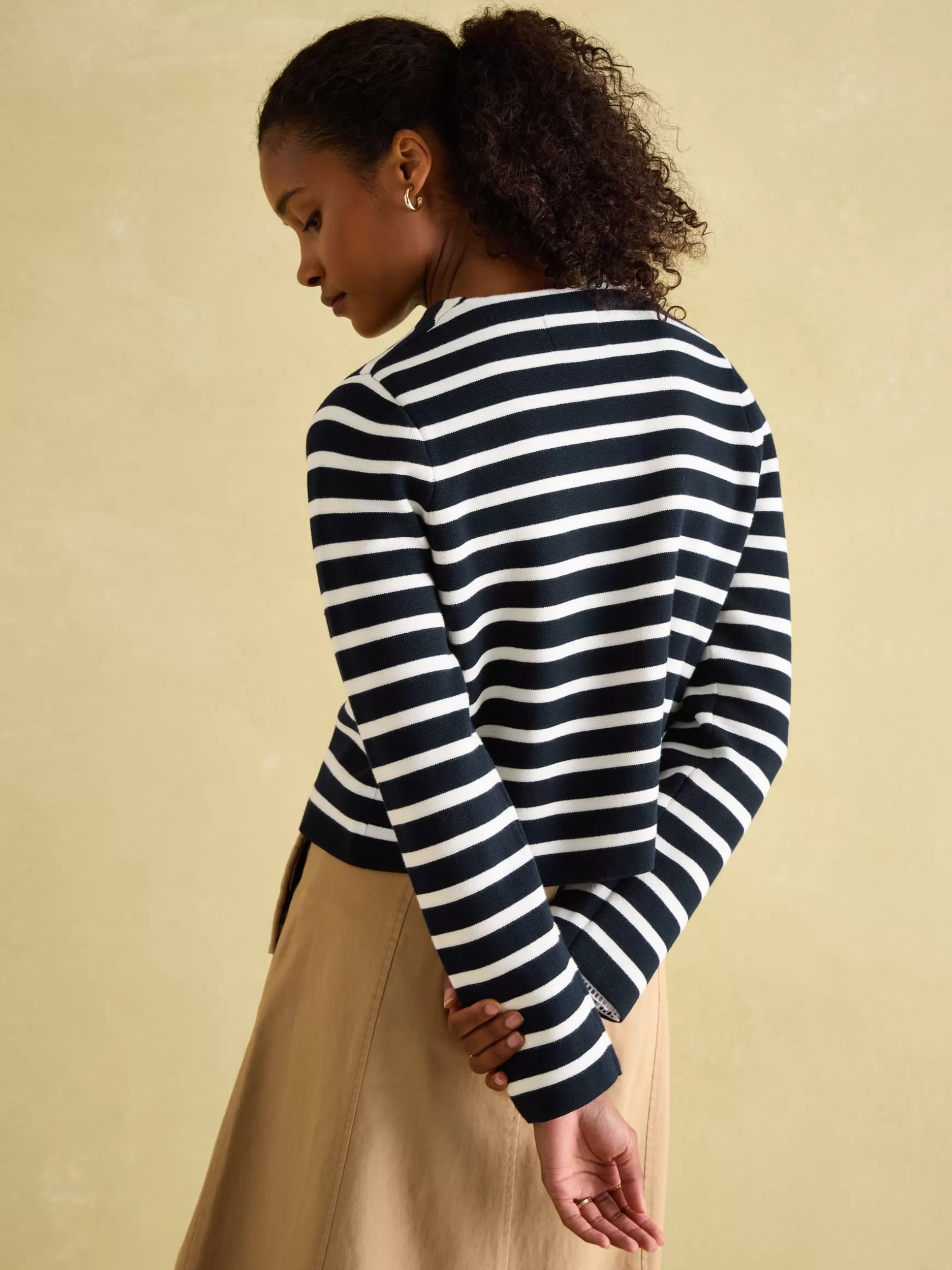 Constance Navy & White Striped Cotton Cardigan^Joules Fashion