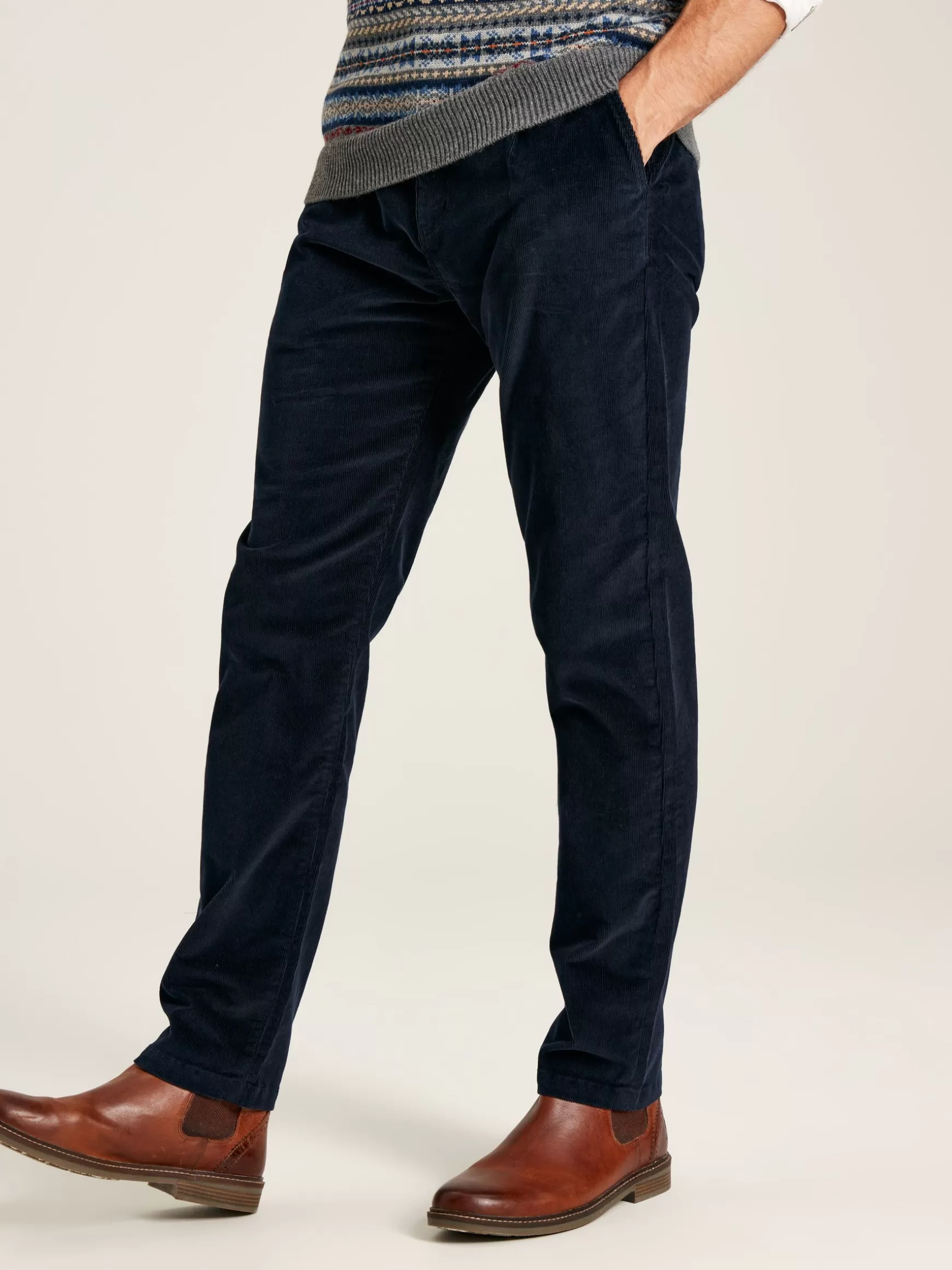 Cord Navy Blue Straight Leg Corduroy Trousers^Joules Best