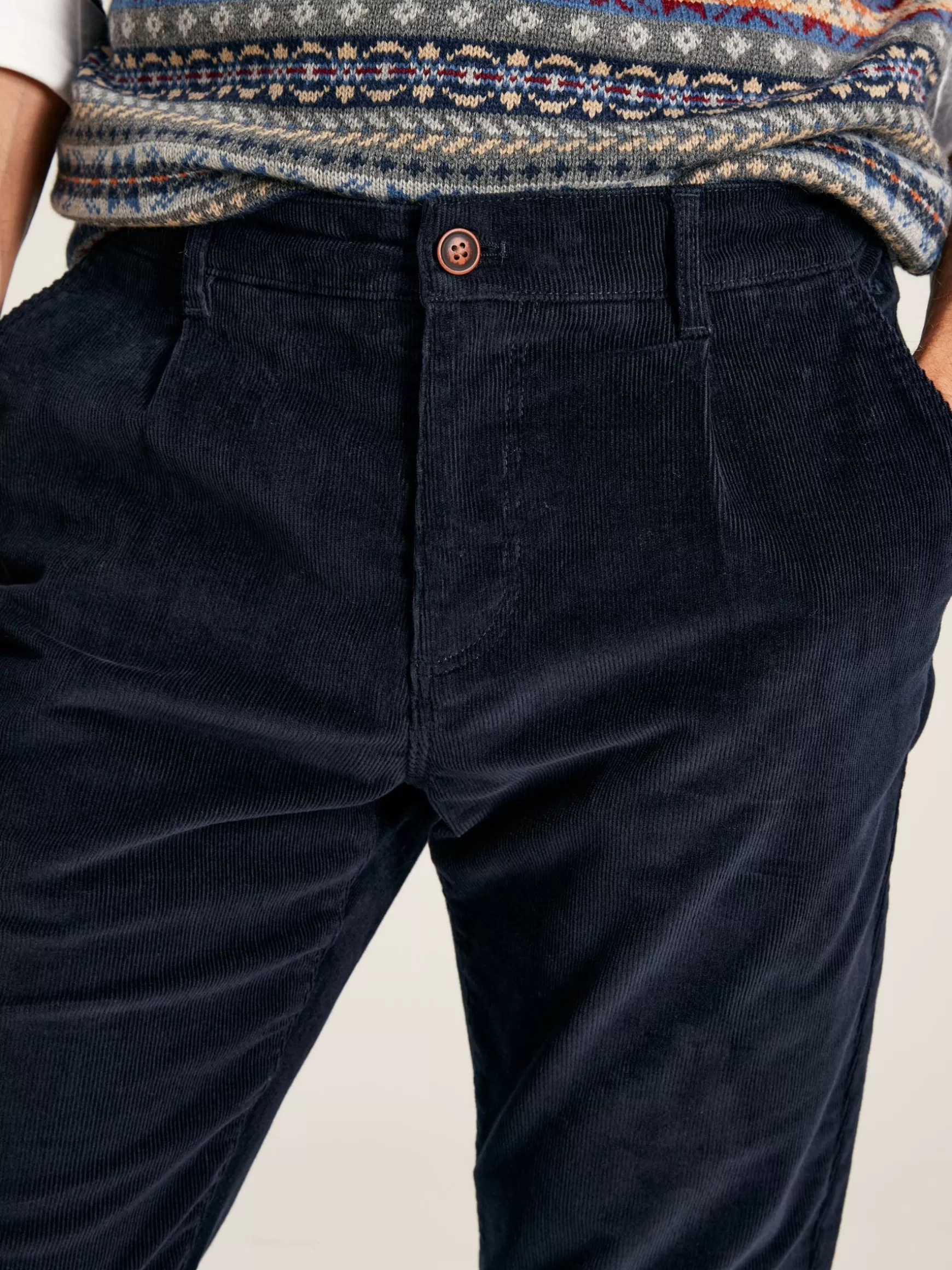Cord Navy Blue Straight Leg Corduroy Trousers^Joules Best