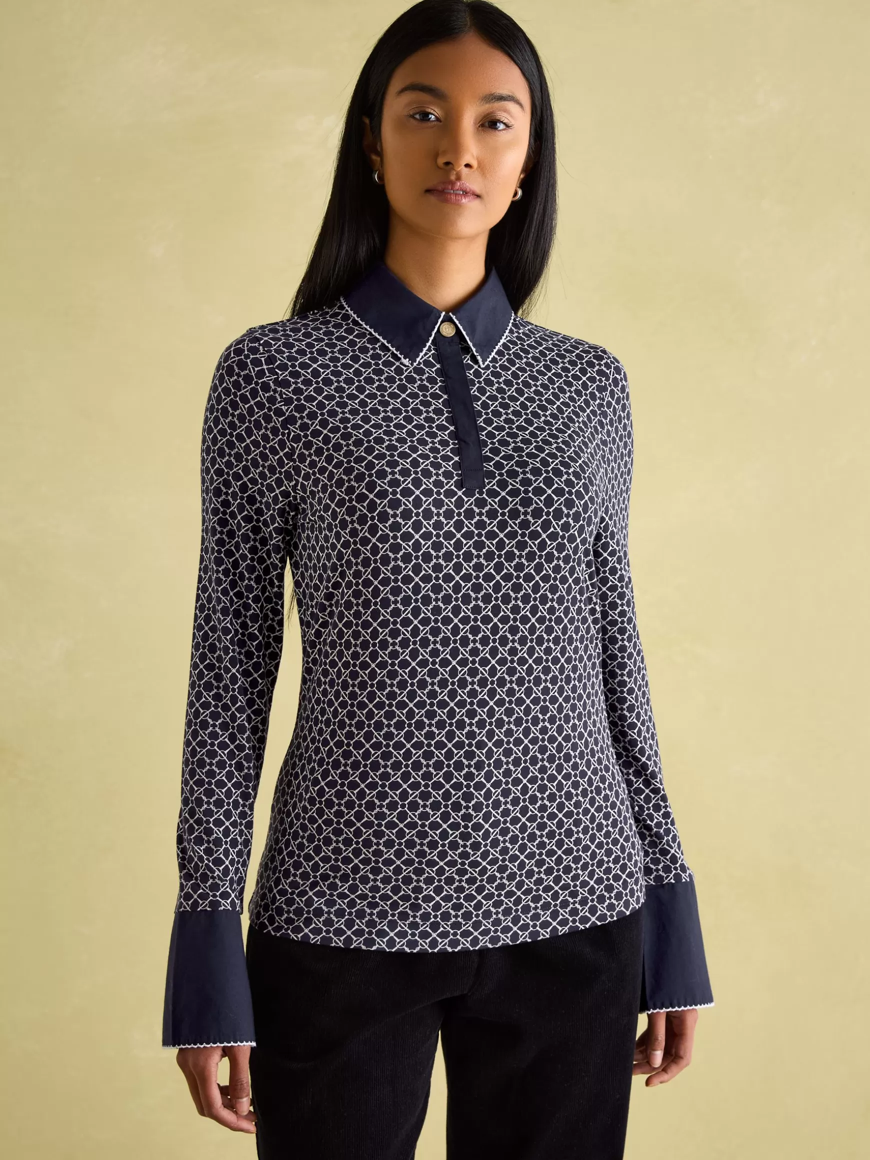 Cordelia Navy geo Long Sleeve Top^Joules Outlet