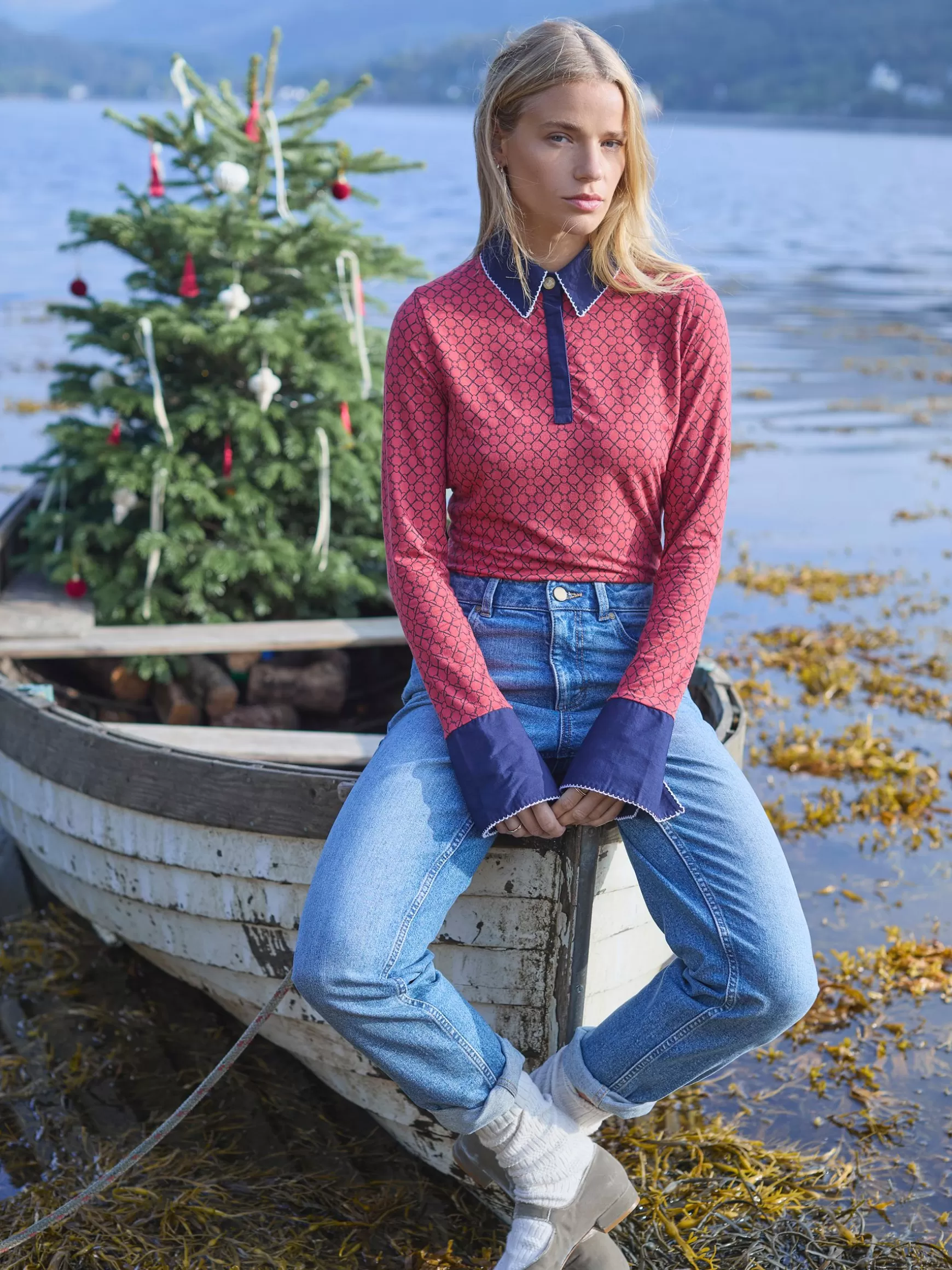 Cordelia Red Geo Long Sleeve Top^Joules Best