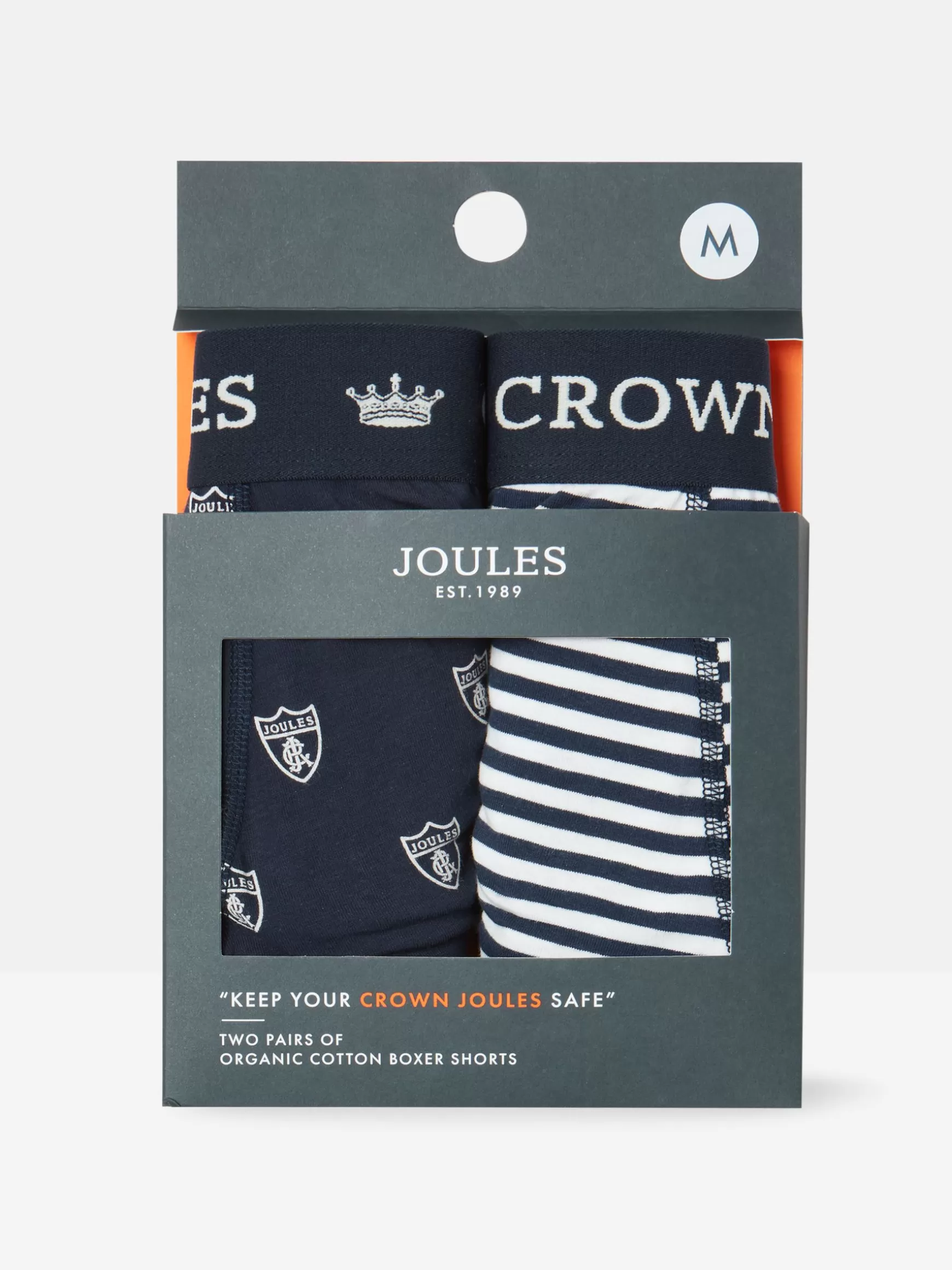 Crown Navy & White Crest Pack of Two Cotton Boxers^Joules Sale