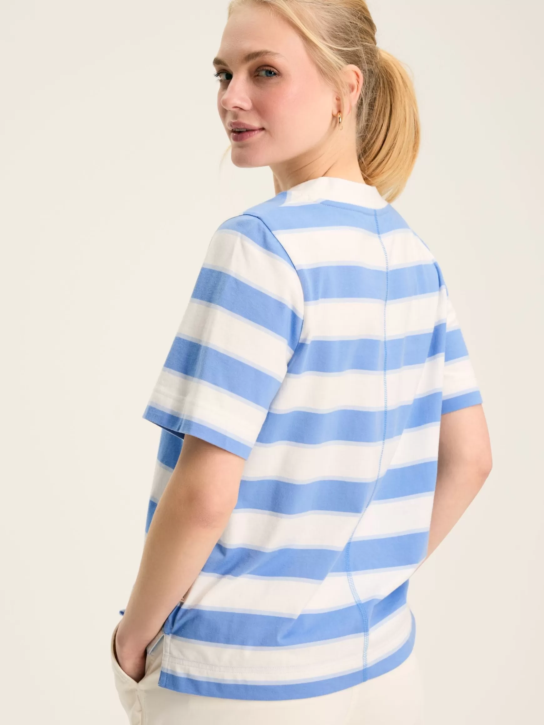 Darcey Blue Stripe V-Neck T-Shirt^Joules Outlet