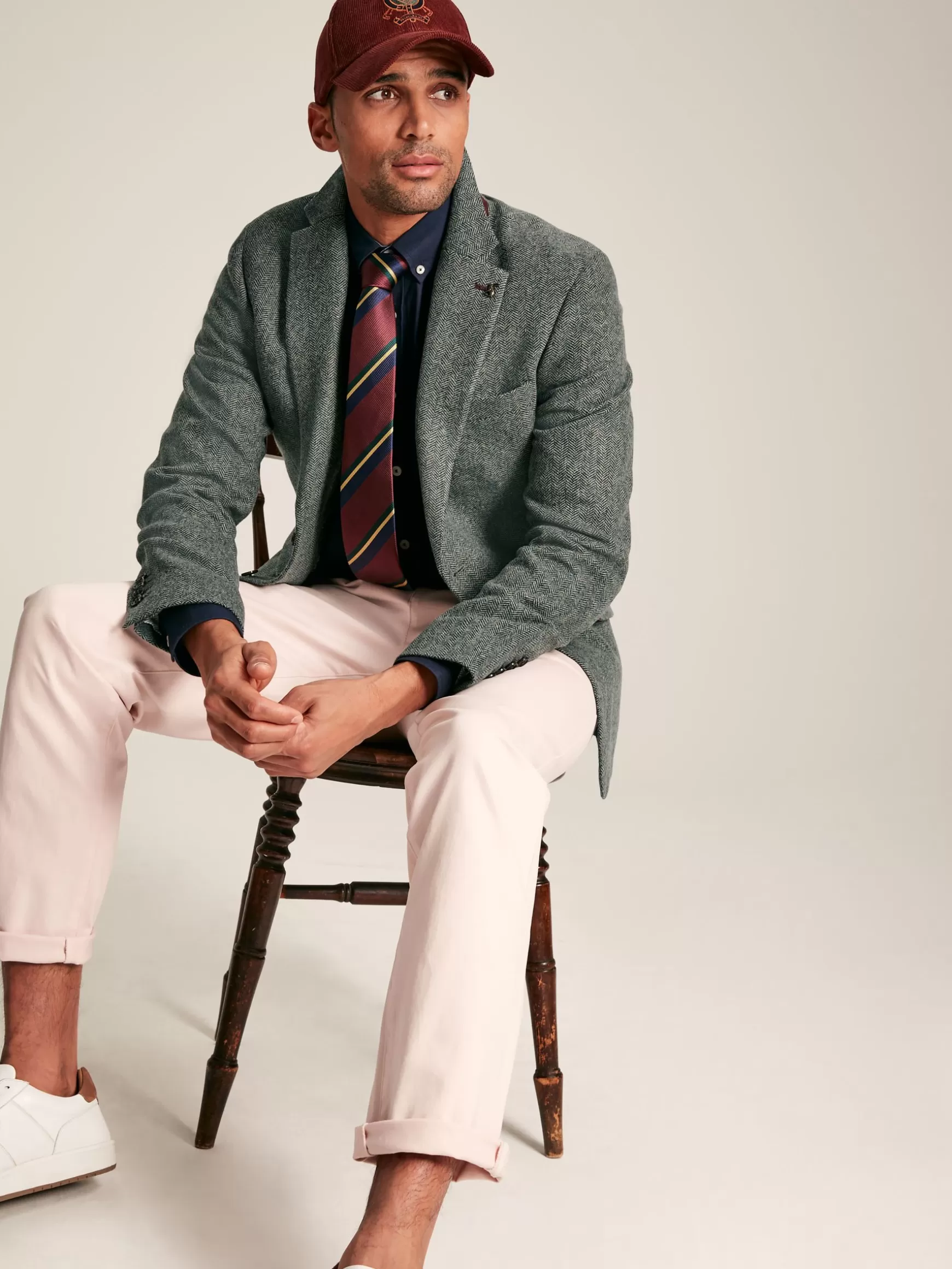 Dark Green Herringbone Texture Slim Fit Blazer^Joules Hot