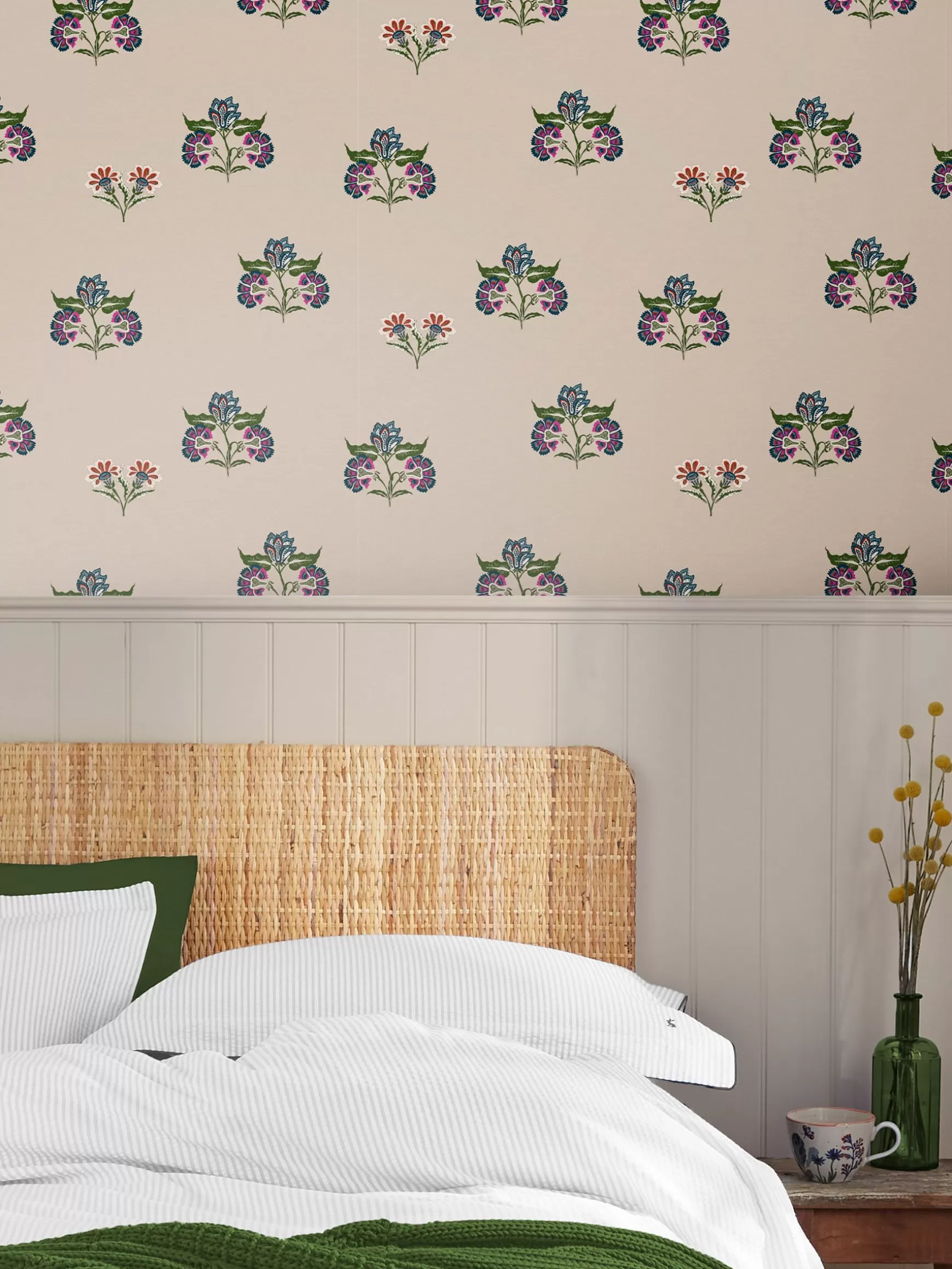 Dawn Grey Indienne Block Print 10M Wallpaper^Joules Sale