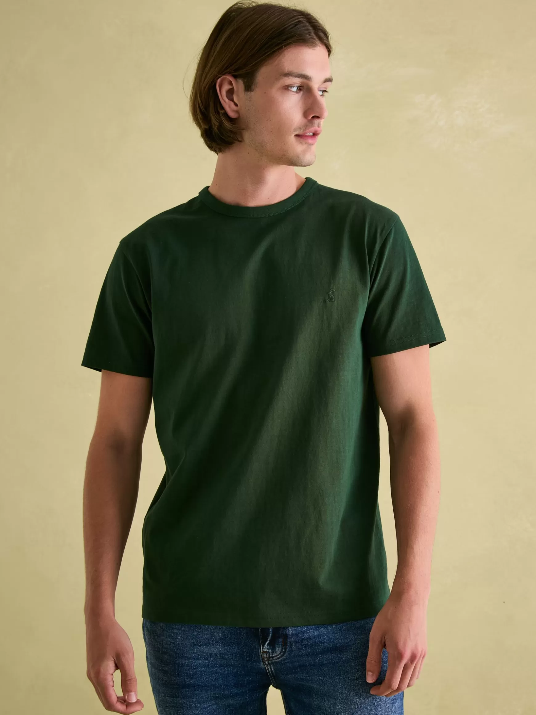 Denton Dark Green Heavyweight Jersey 100% Cotton Crew Neck T-Shirt^Joules New
