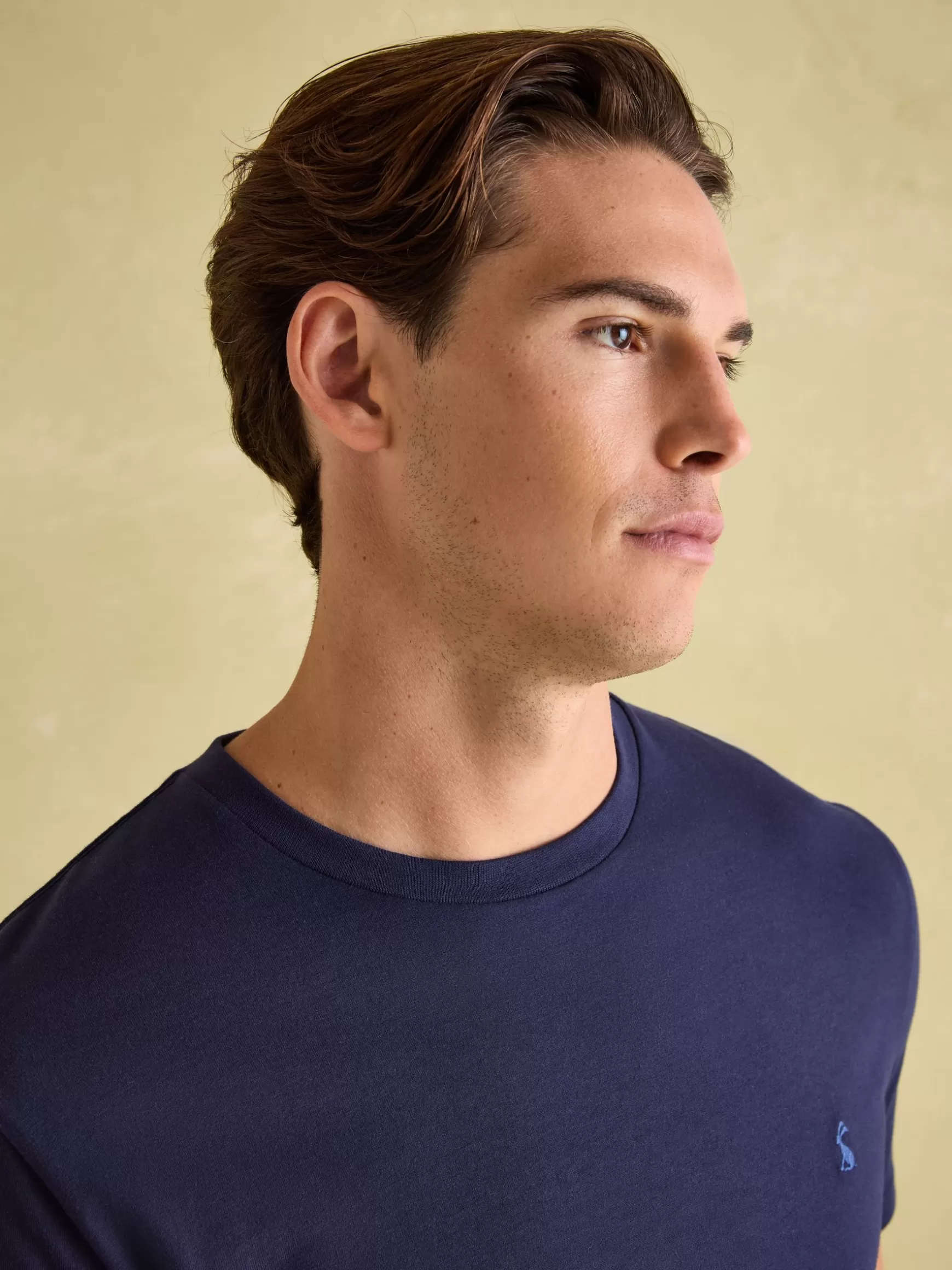 Denton Navy Blue Lightweight Jersey 100% Cotton Crew Neck T-Shirt^Joules Sale