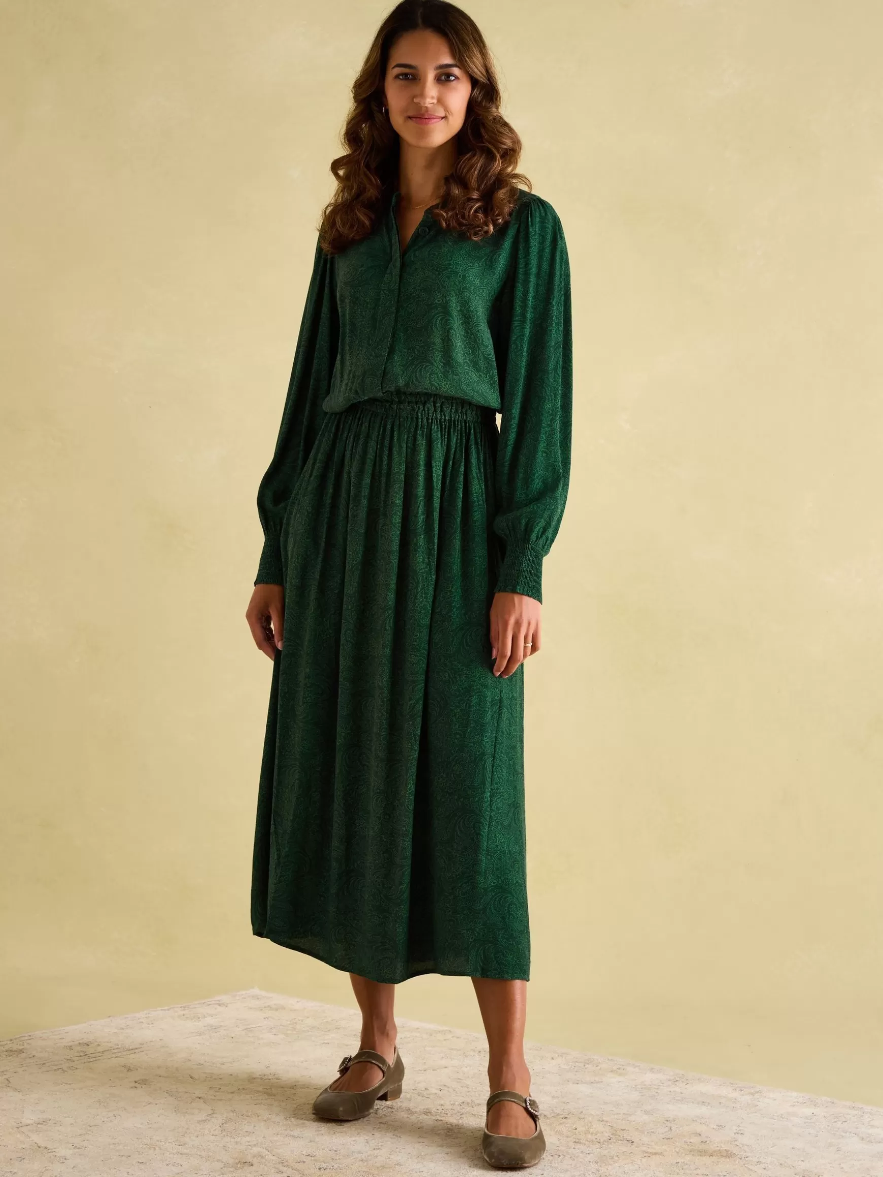 Elena Green Paisley Button Down Maxi Dress^Joules Fashion