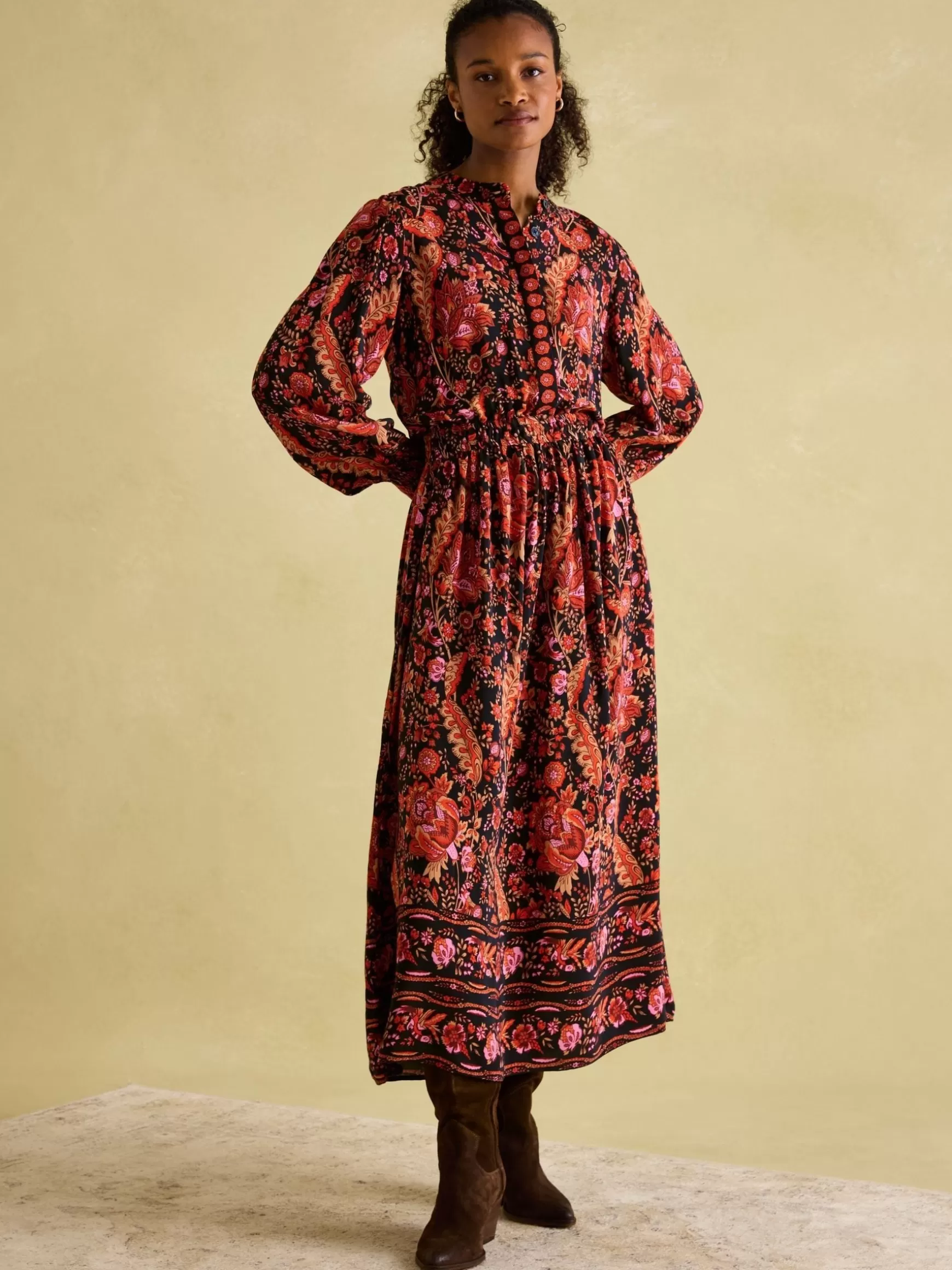 Elena Navy Floral Button Down Maxi Dress^Joules Best Sale
