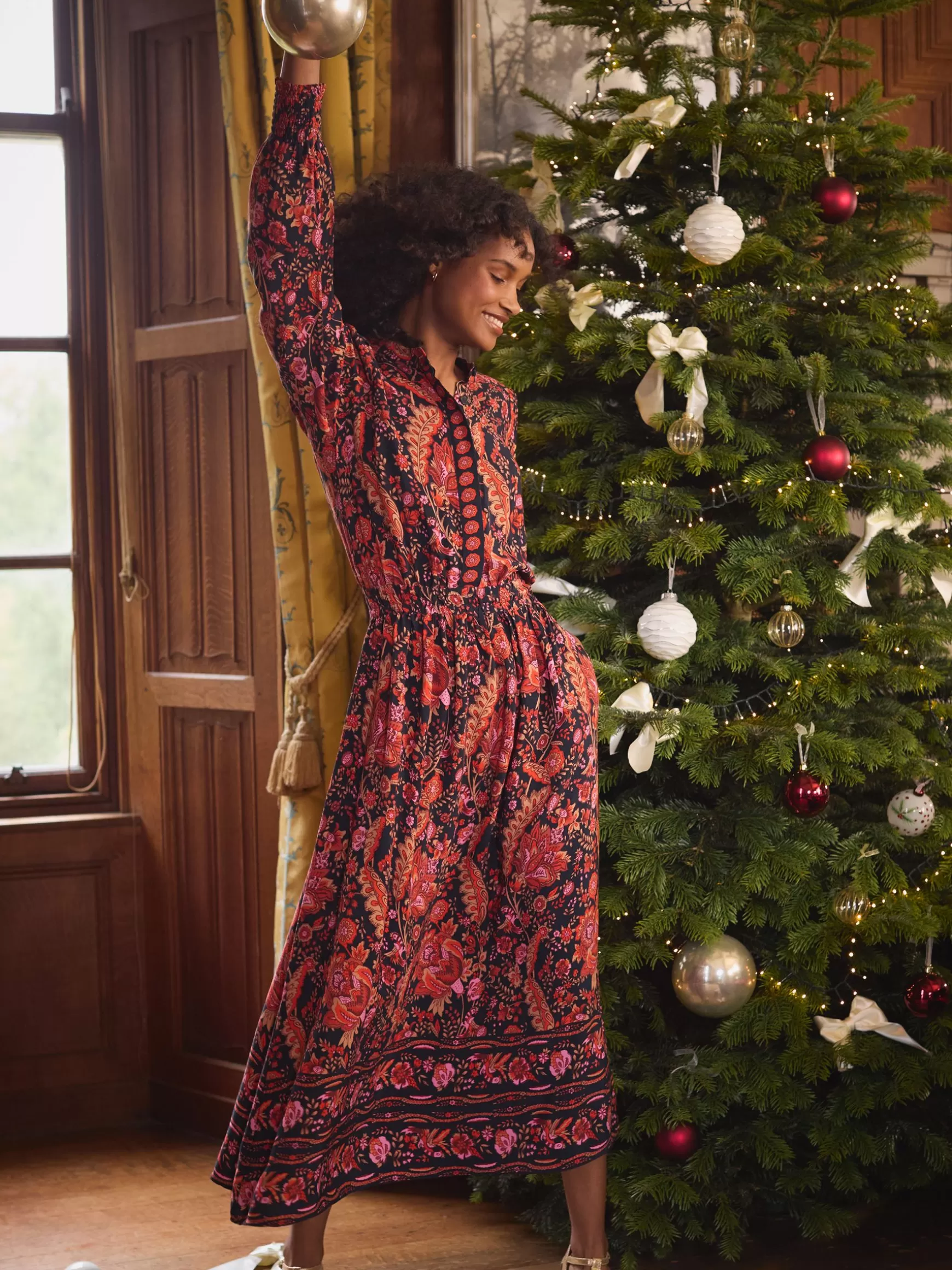 Elena Navy Floral Button Down Maxi Dress^Joules Best Sale