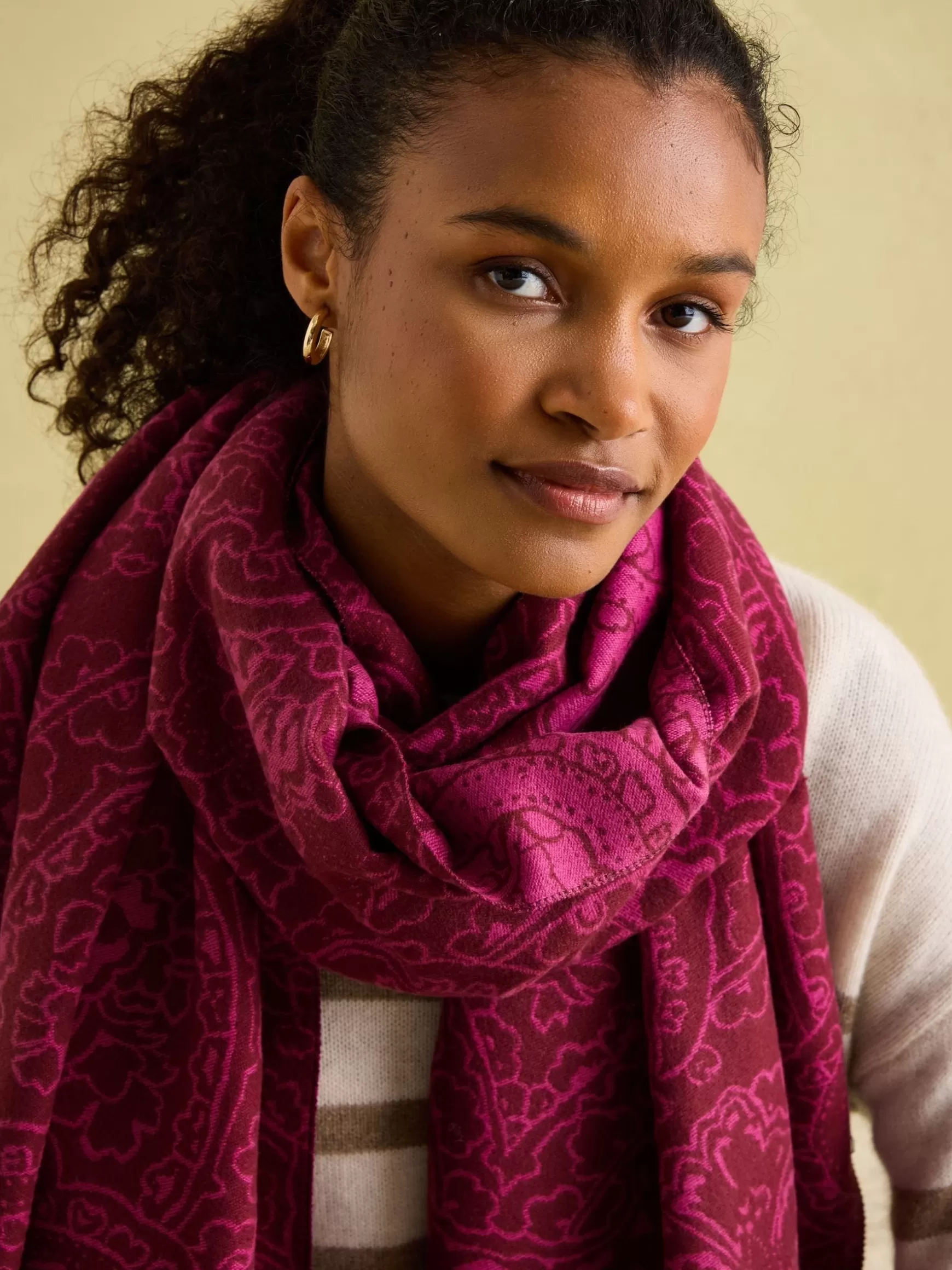 Elissa Pink & Plum Double-Sided Jacquard Scarf^Joules Best
