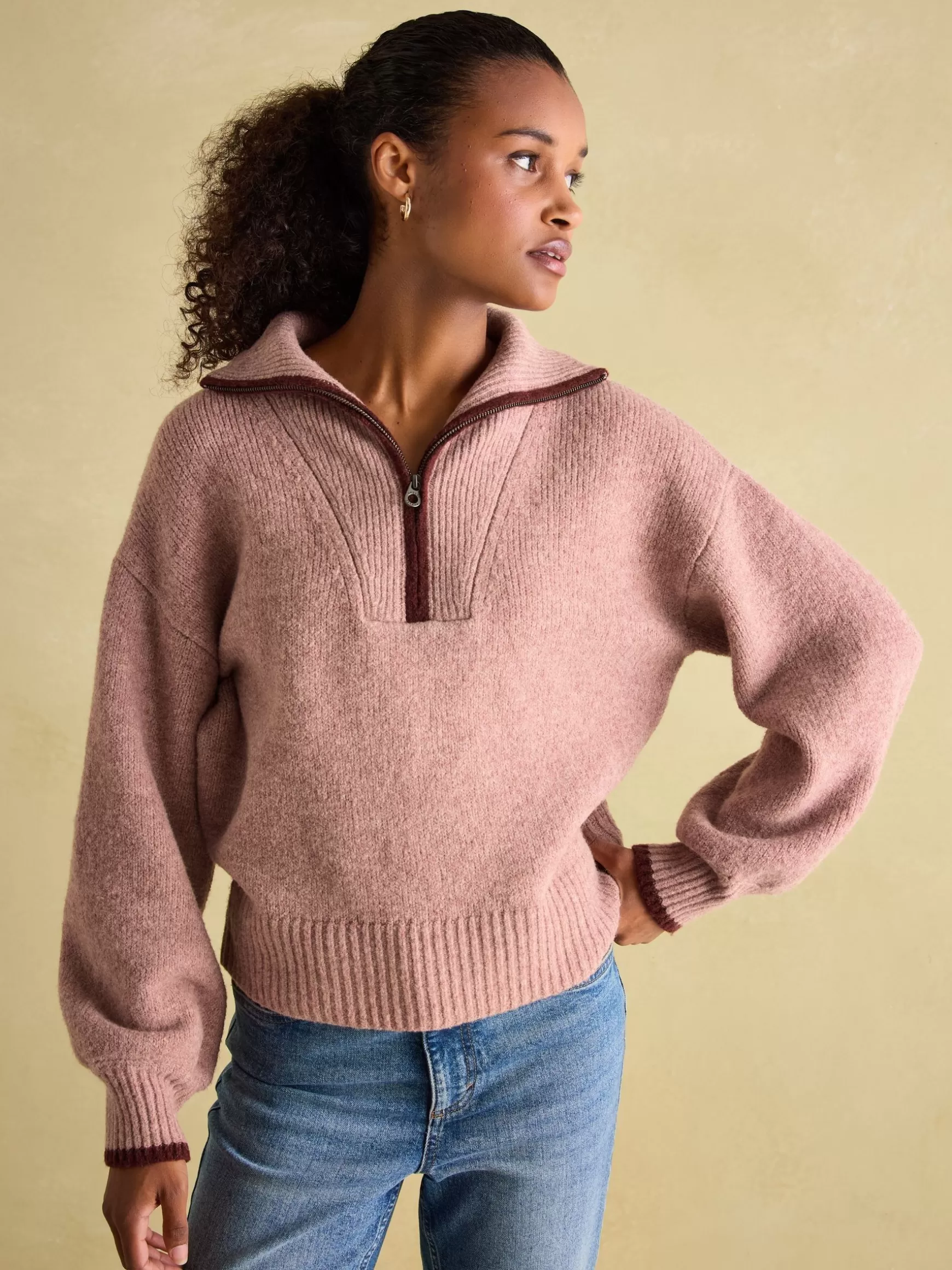 Elmore Knitted Quarter Zip Jumper^Joules New