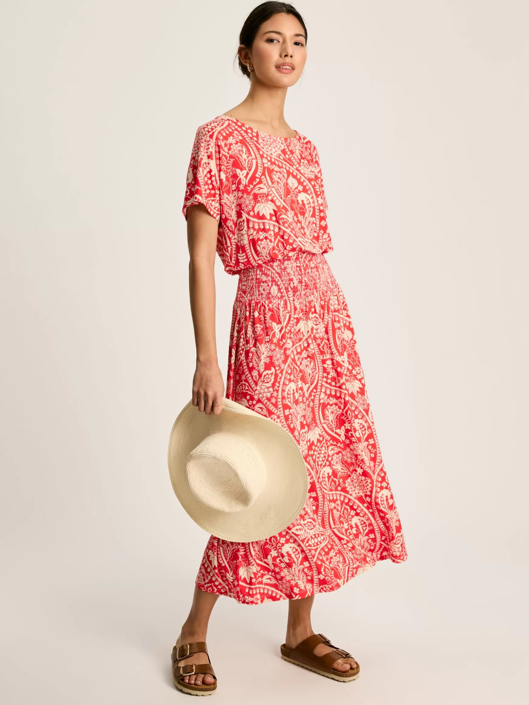Emmeline Red Paisley Short Sleeve Midi Dress^Joules Flash Sale