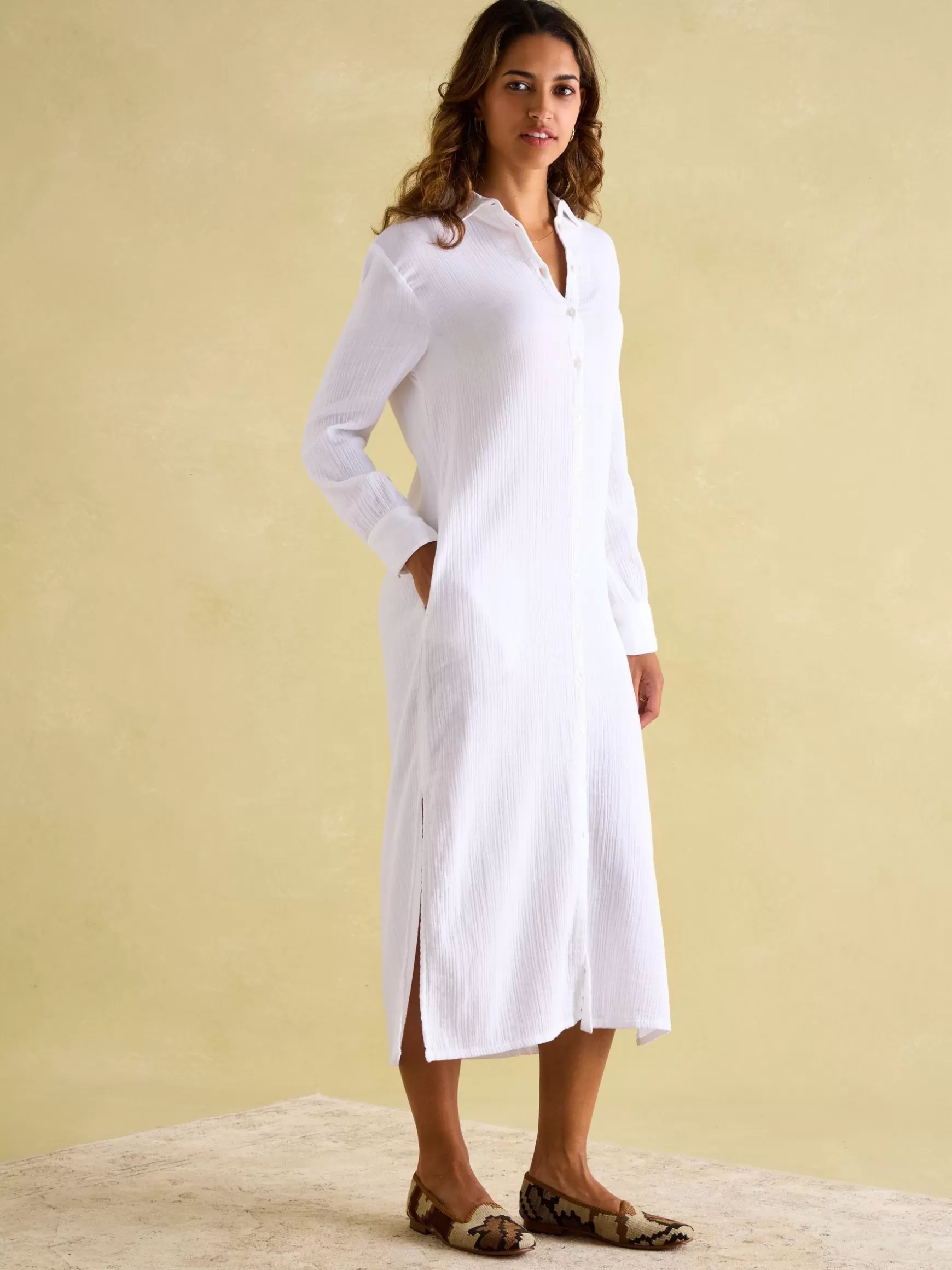 Erica Button Through Cotton Shirt Dress^Joules Flash Sale