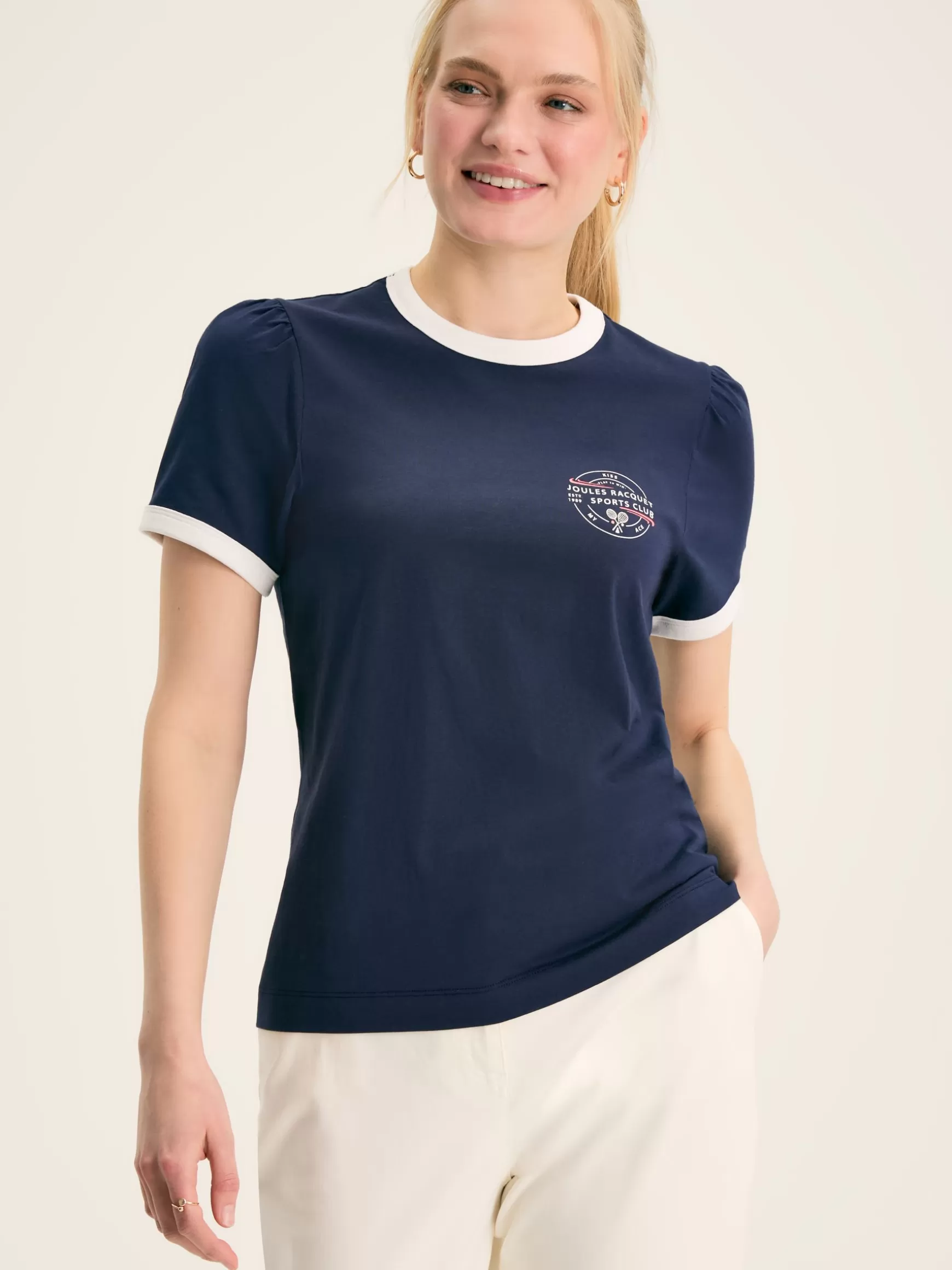 Erin Navy blue Short Sleeve T-Shirt^Joules Fashion