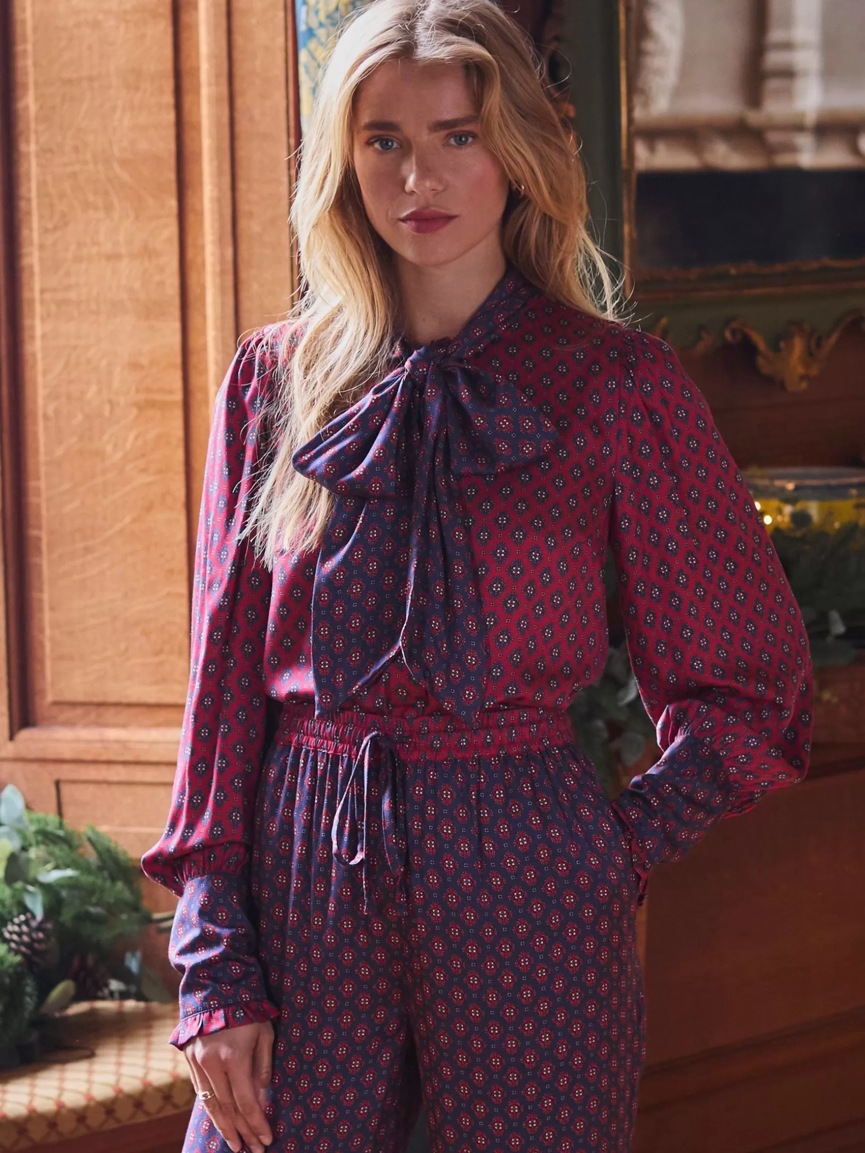 Everly Tie Neck Blouse^Joules Sale