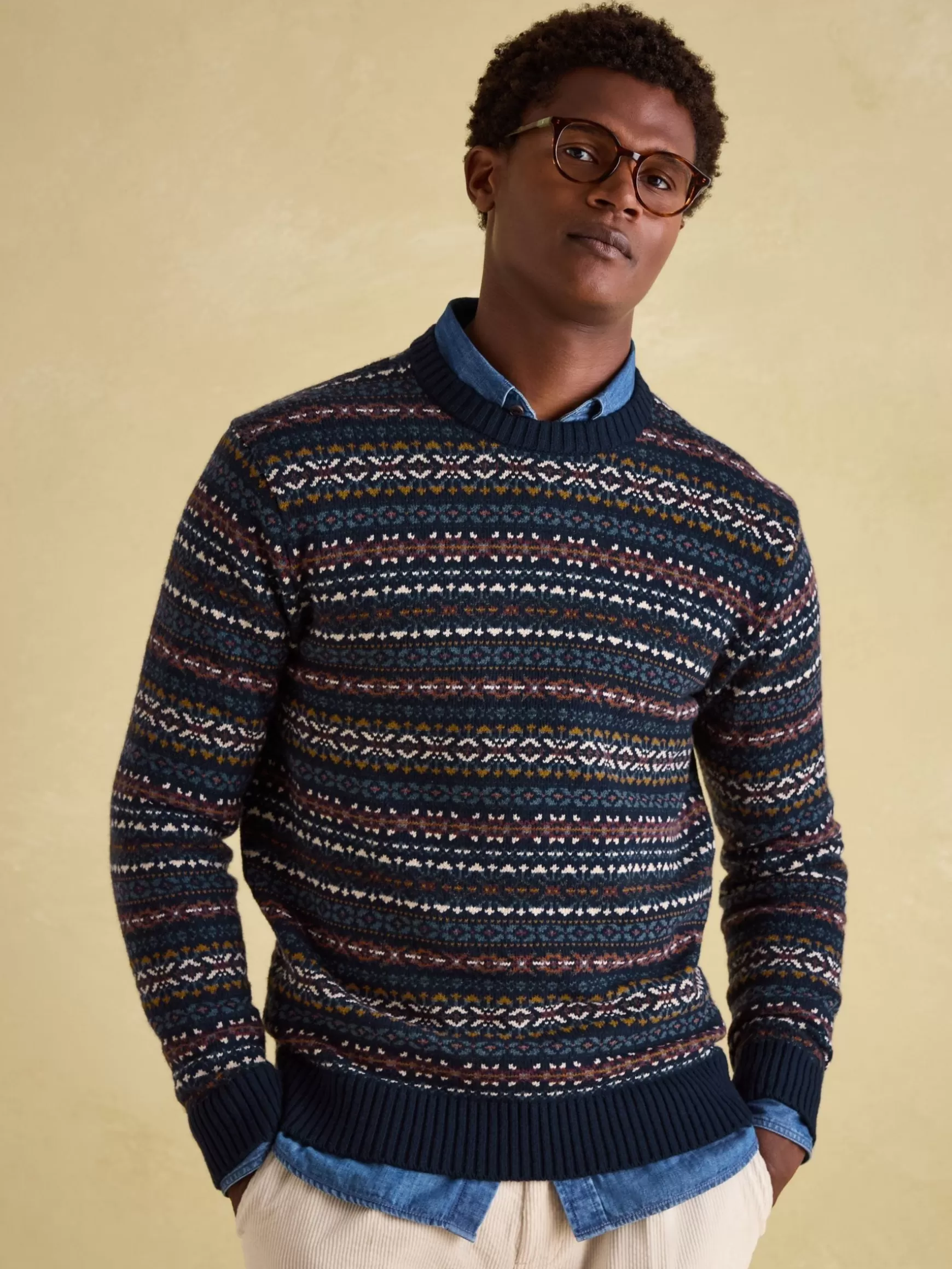 Fair Isle Crew Neck Jumper Contains Merino Wool^Joules Shop