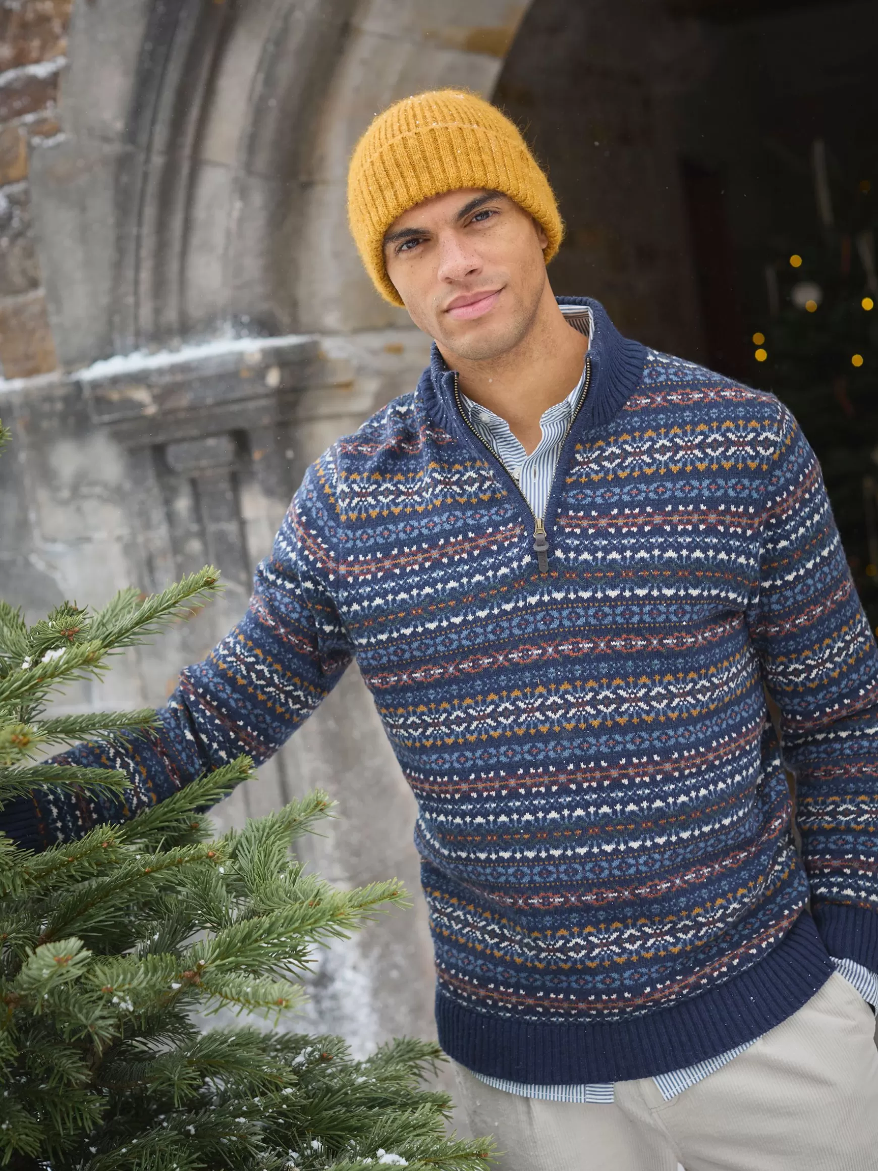 Fair Isle Quarter Zip Knit Jumper Contains Merino Wool^Joules Best Sale