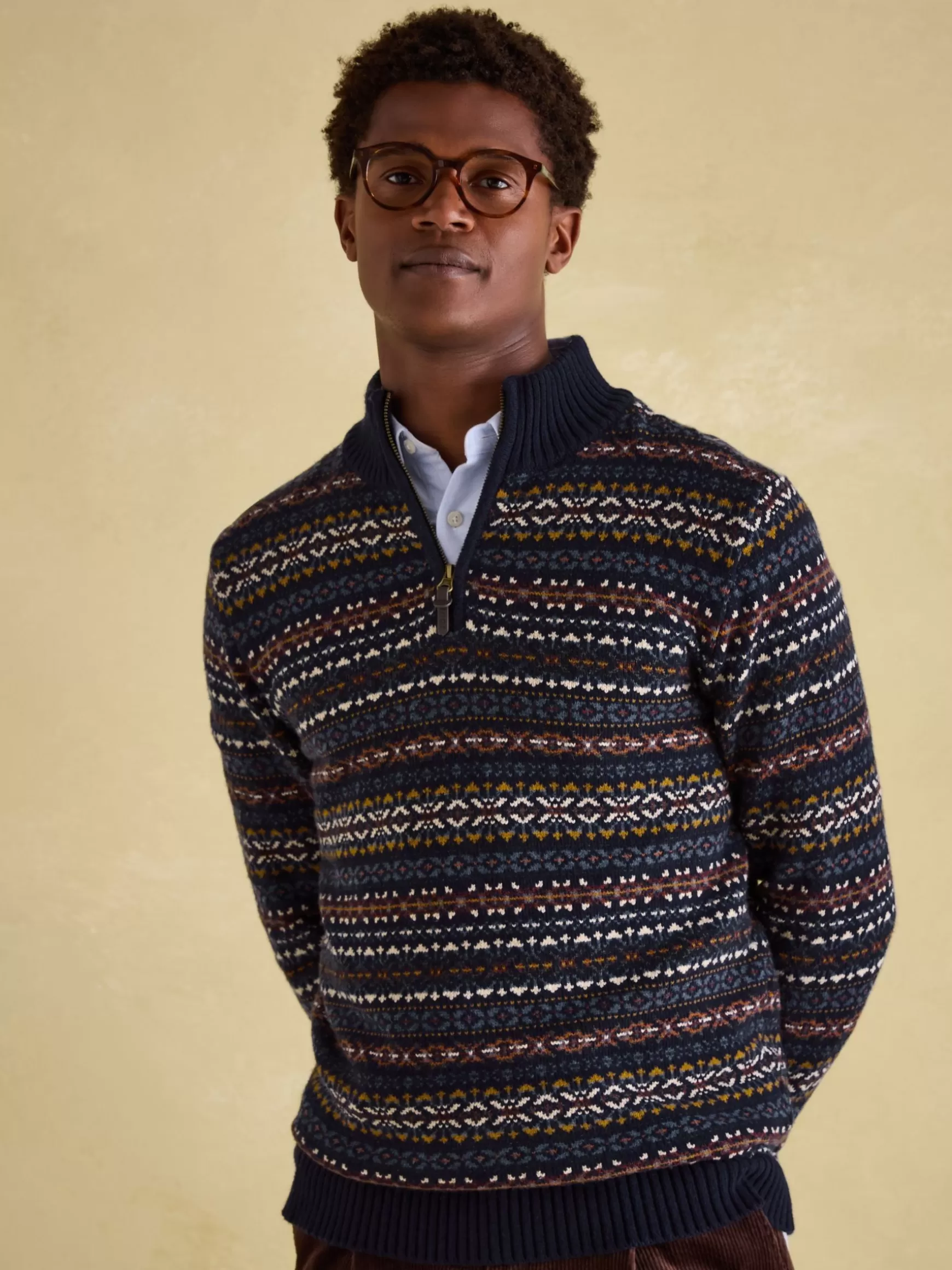 Fair Isle Quarter Zip Knit Jumper Contains Merino Wool^Joules Best Sale
