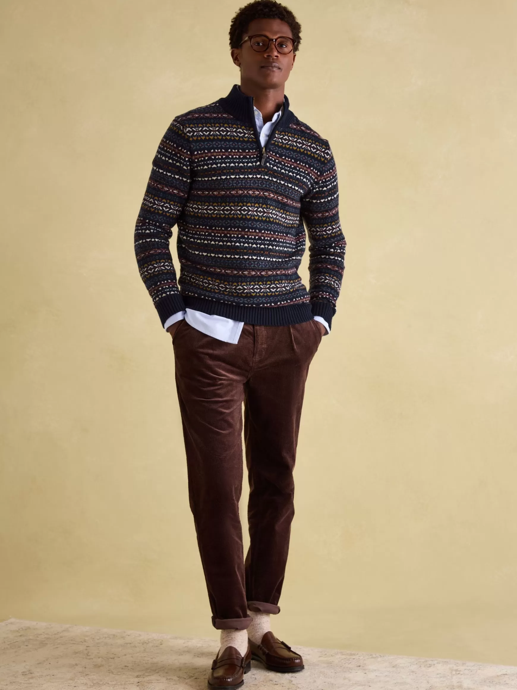Fair Isle Quarter Zip Knit Jumper Contains Merino Wool^Joules Best Sale