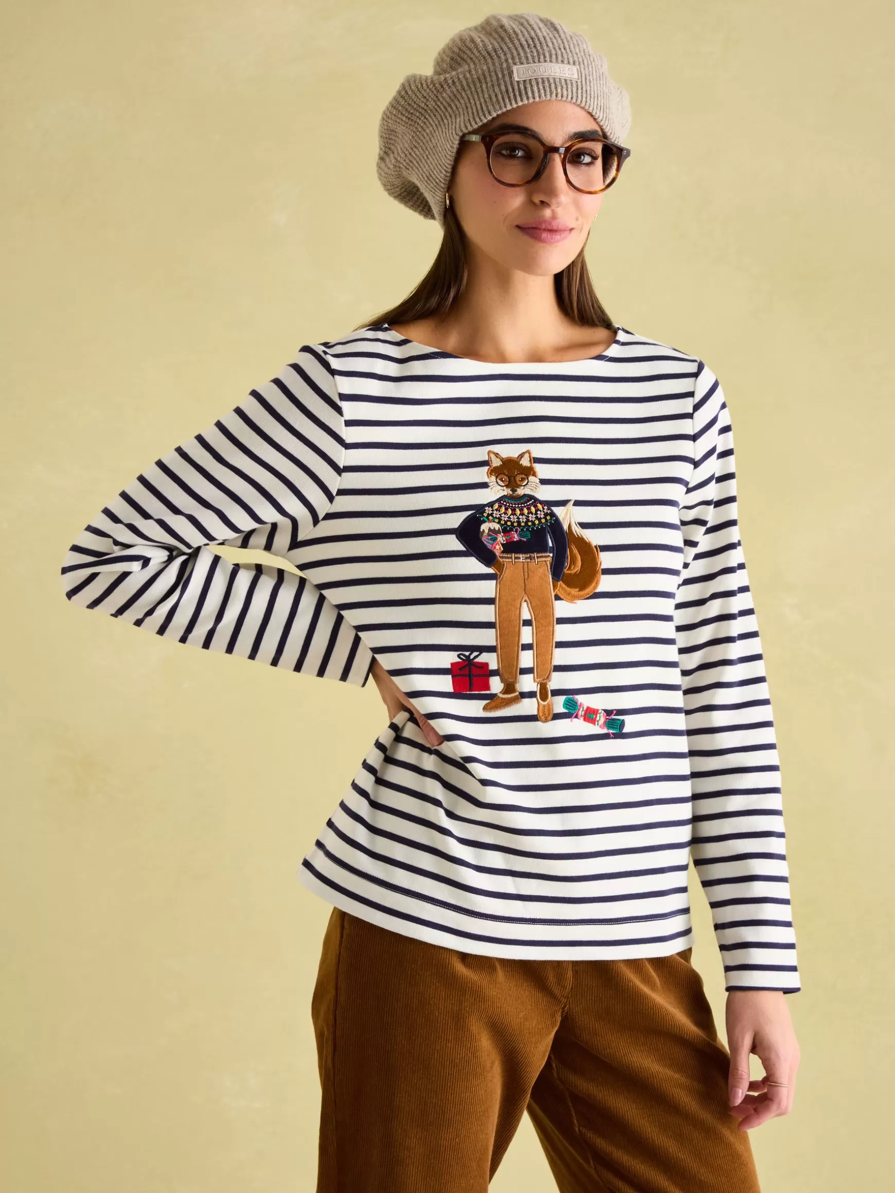 Festive Harbour Boat Neck Breton Top^Joules Clearance