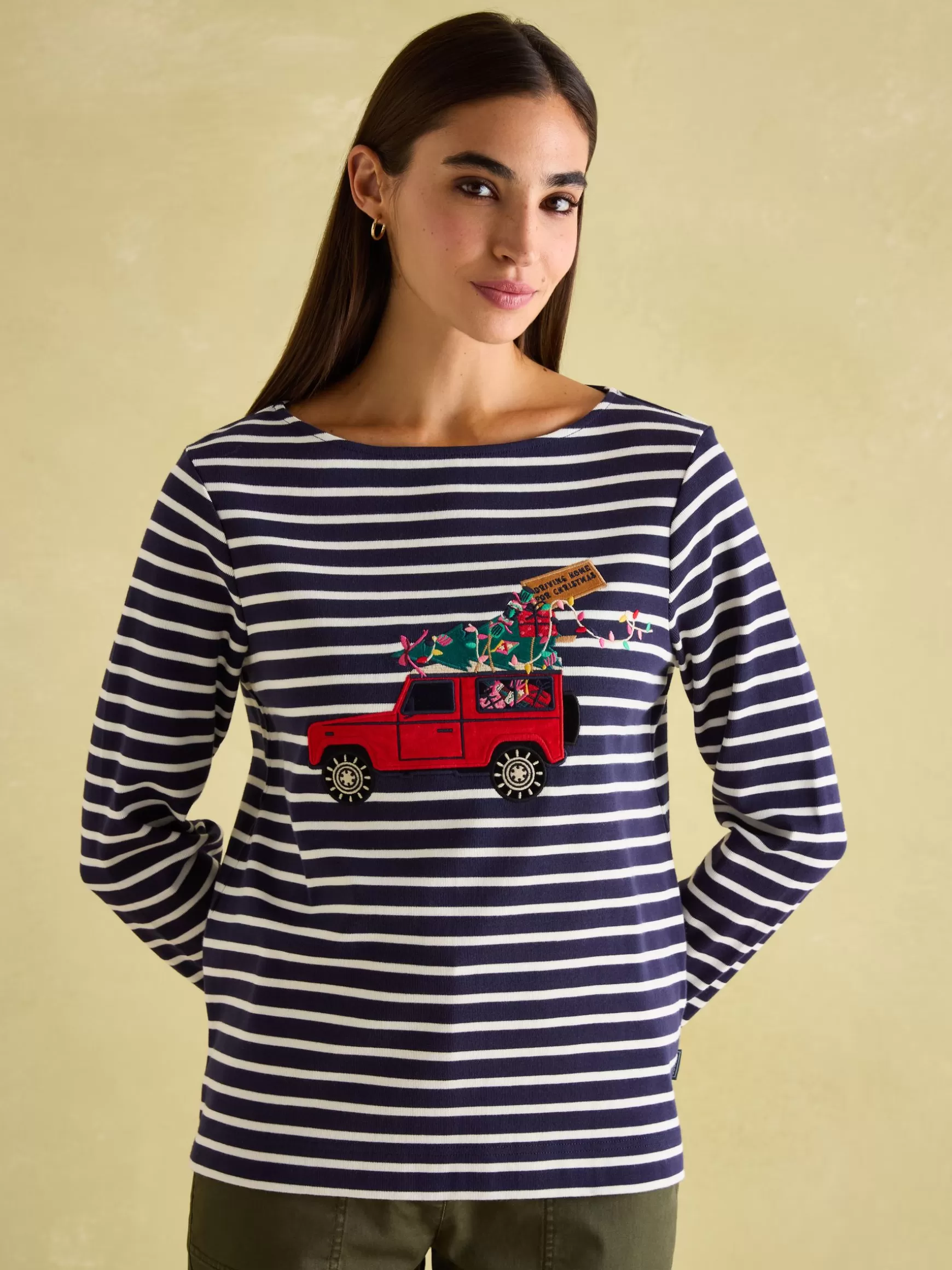 Festive Harbour Boat Neck Breton Top^Joules Clearance