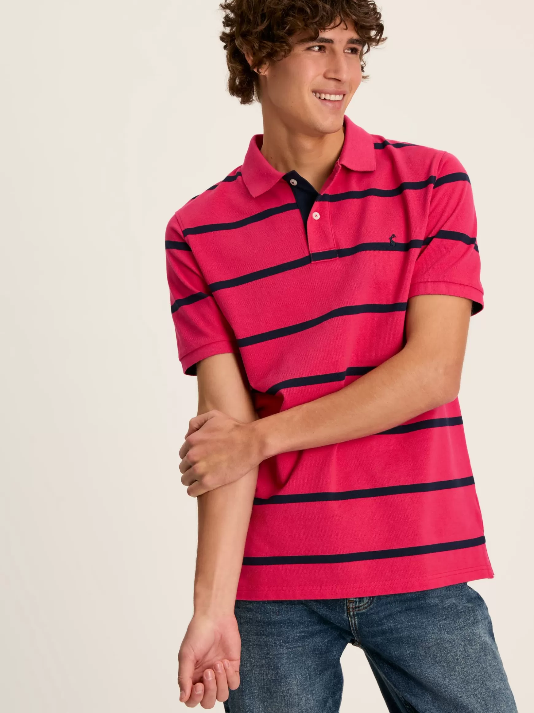 Filbert Pink & Navy Striped Polo Shirt^Joules Cheap