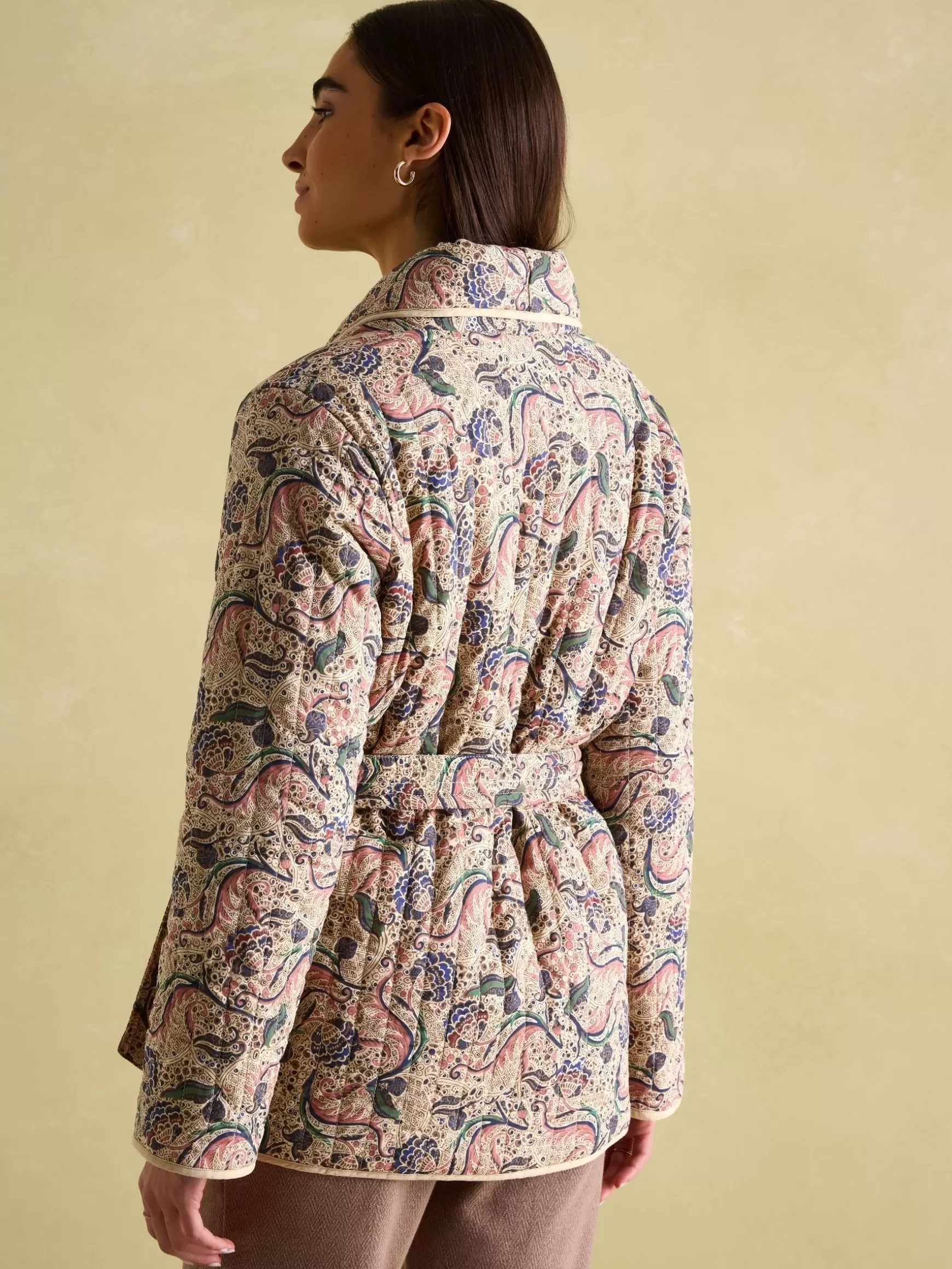 Floral Paisley Cotton Quilted Jacket With Belt^Joules Cheap
