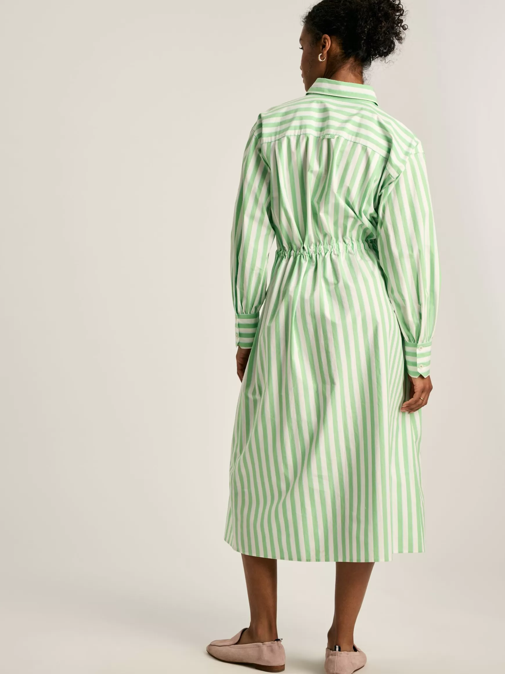 Francesca Green & White Tie Waist Shirt Dress^Joules Outlet