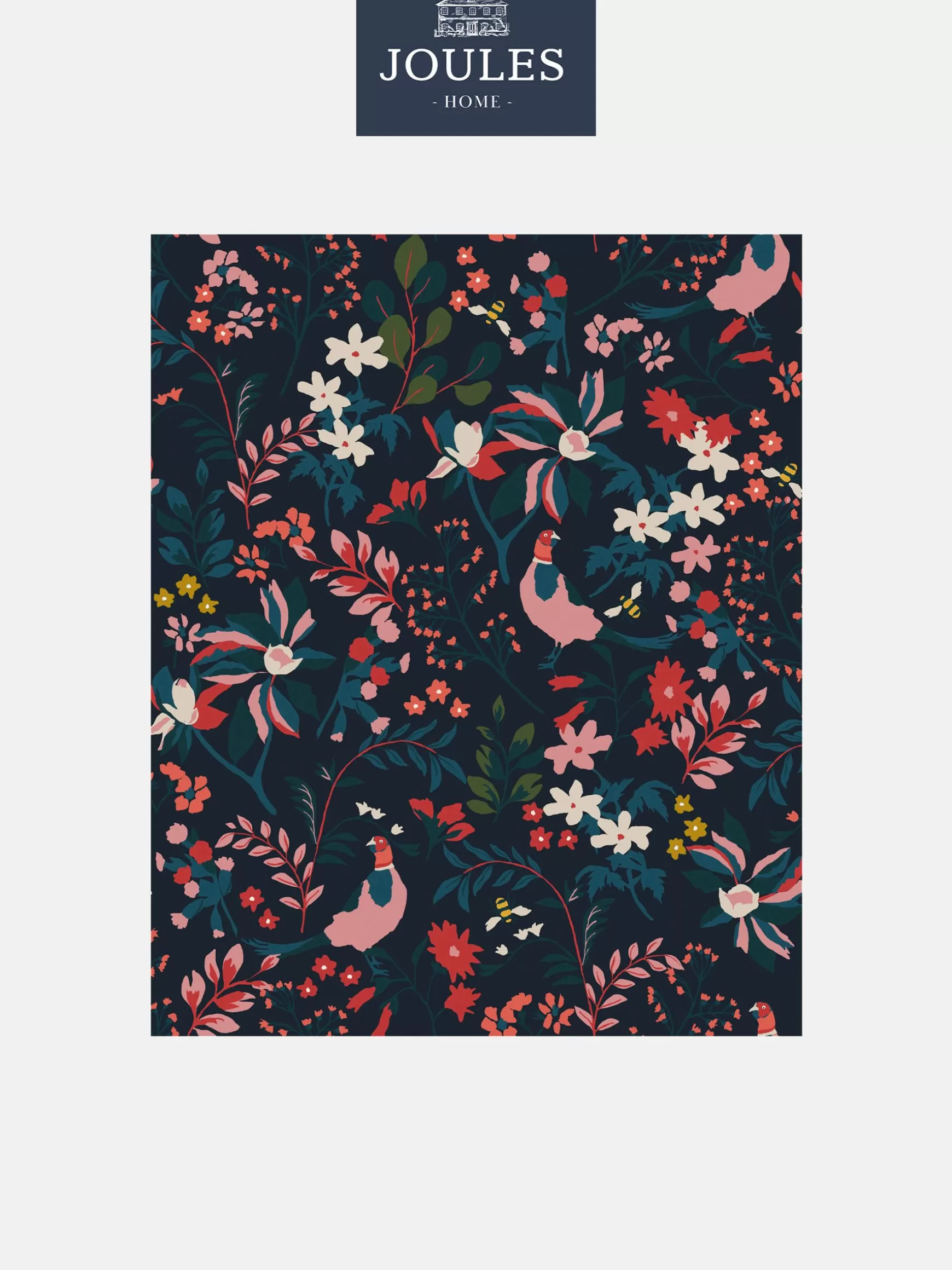 French Navy Fields Edge Floral 10M Wallpaper^Joules Outlet