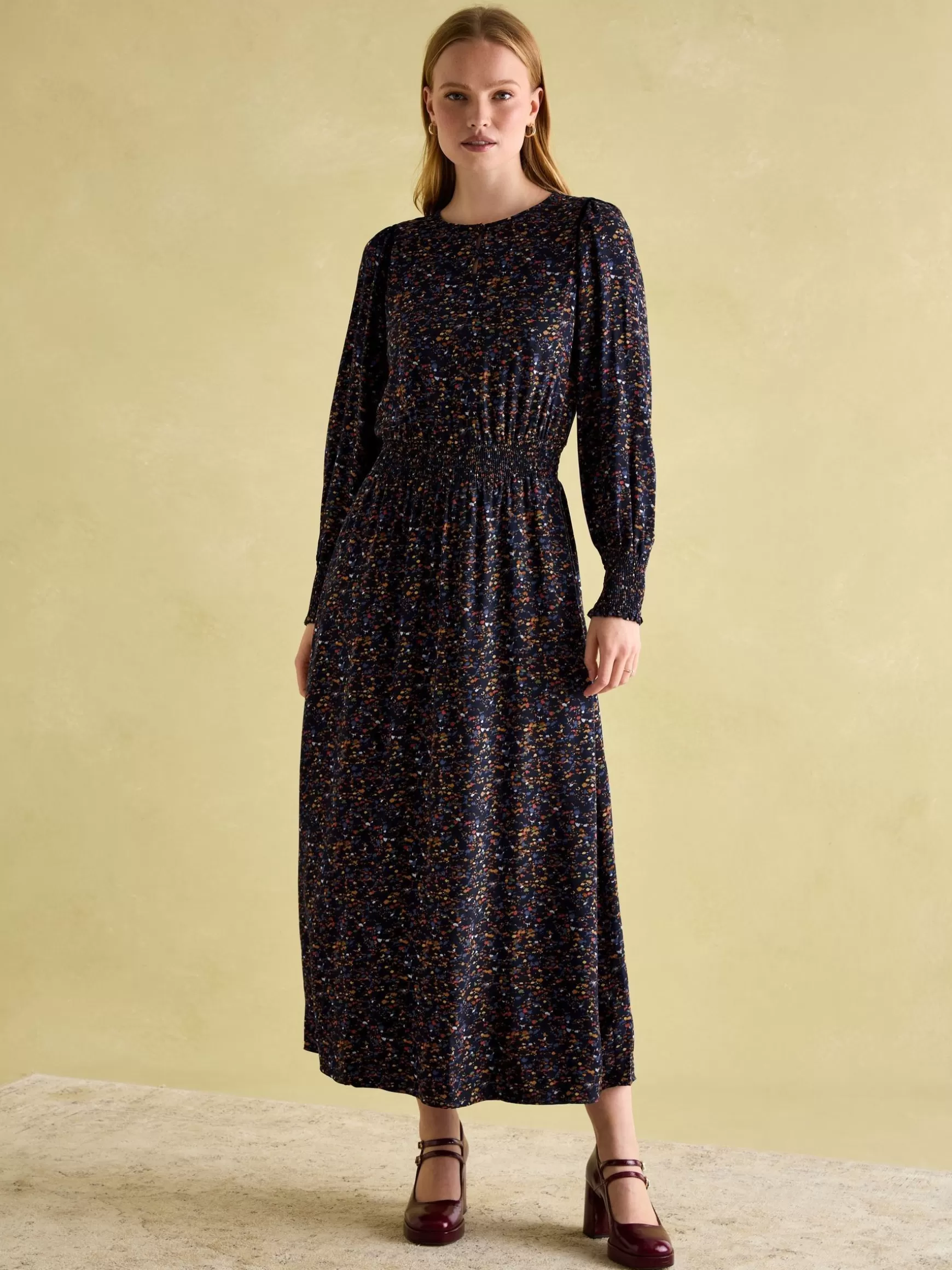 Georgina Navy Multi Elasticated Waist Maxi Dress^Joules Sale