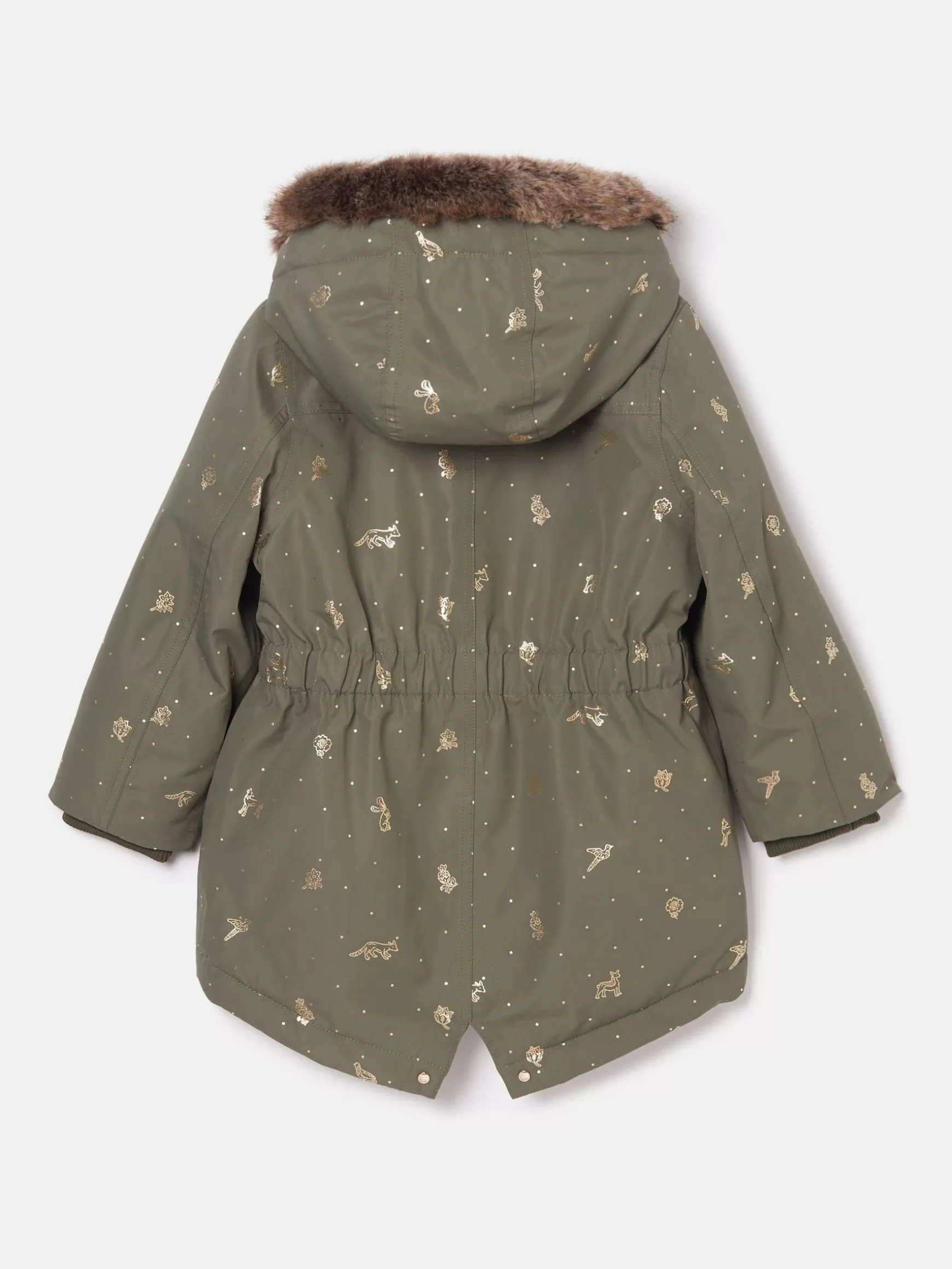 Girls' Alix Khaki Green Printed Waterproof Parka Coat^Joules Outlet