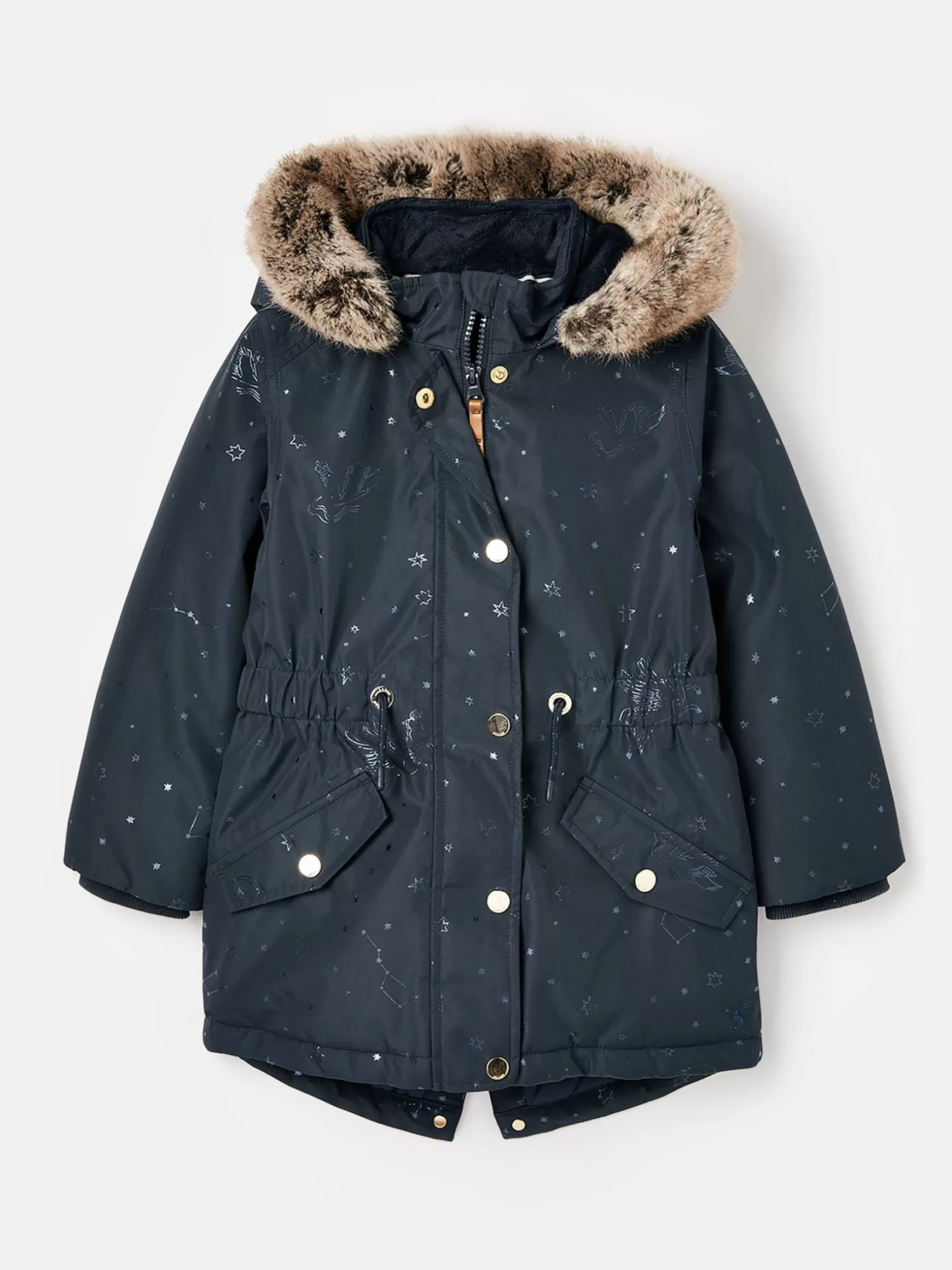 Girls' Alix Navy Blue Printed Waterproof Parka Coat^Joules Sale