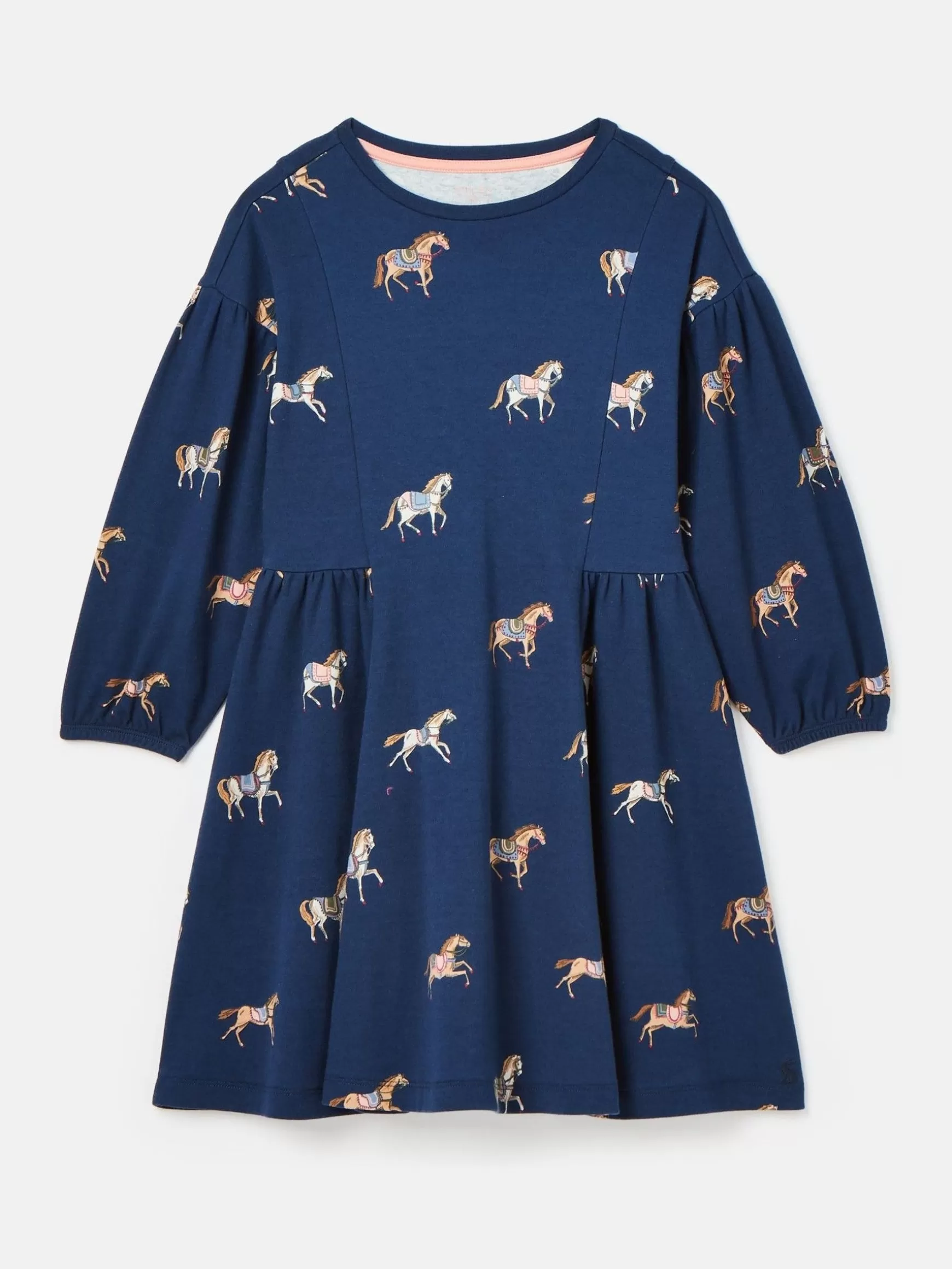 Girls' Aubrey Navy Horse Print Jersey Dress^Joules Clearance