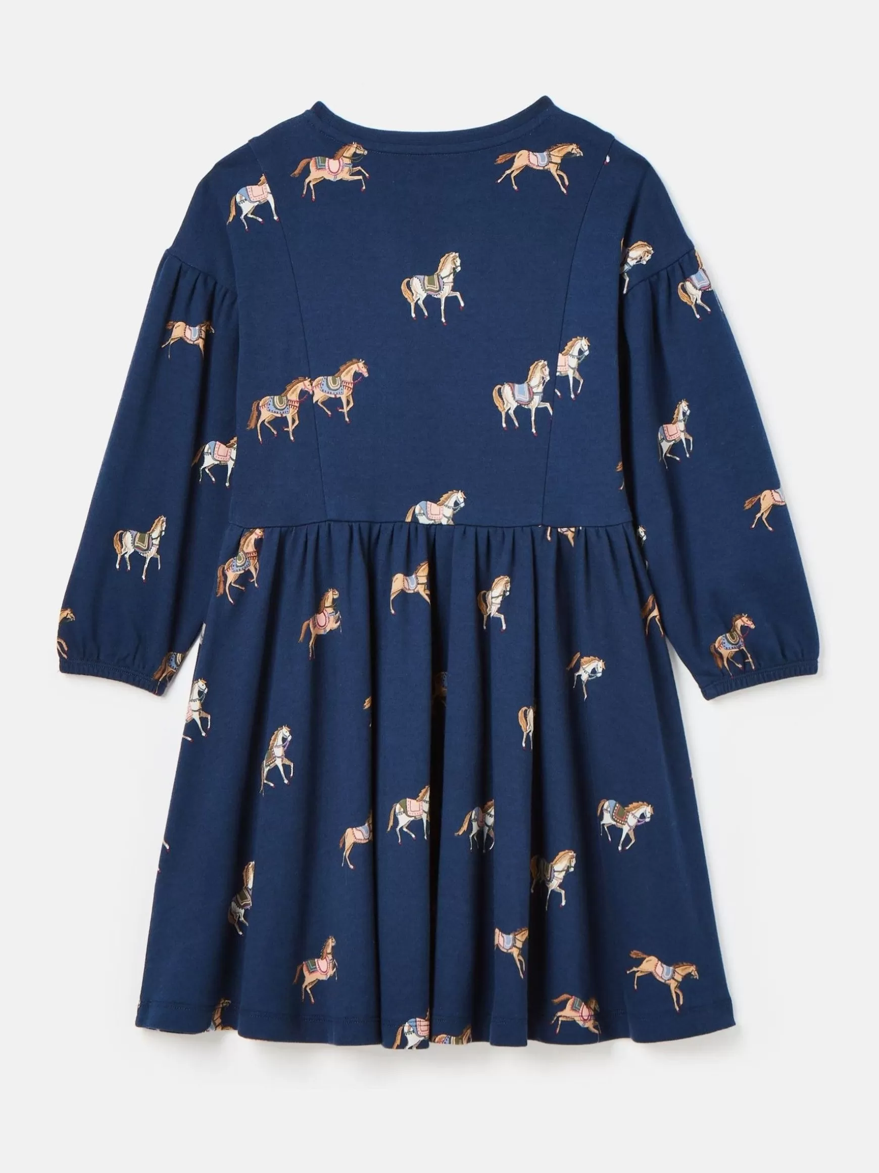 Girls' Aubrey Navy Horse Print Jersey Dress^Joules Clearance