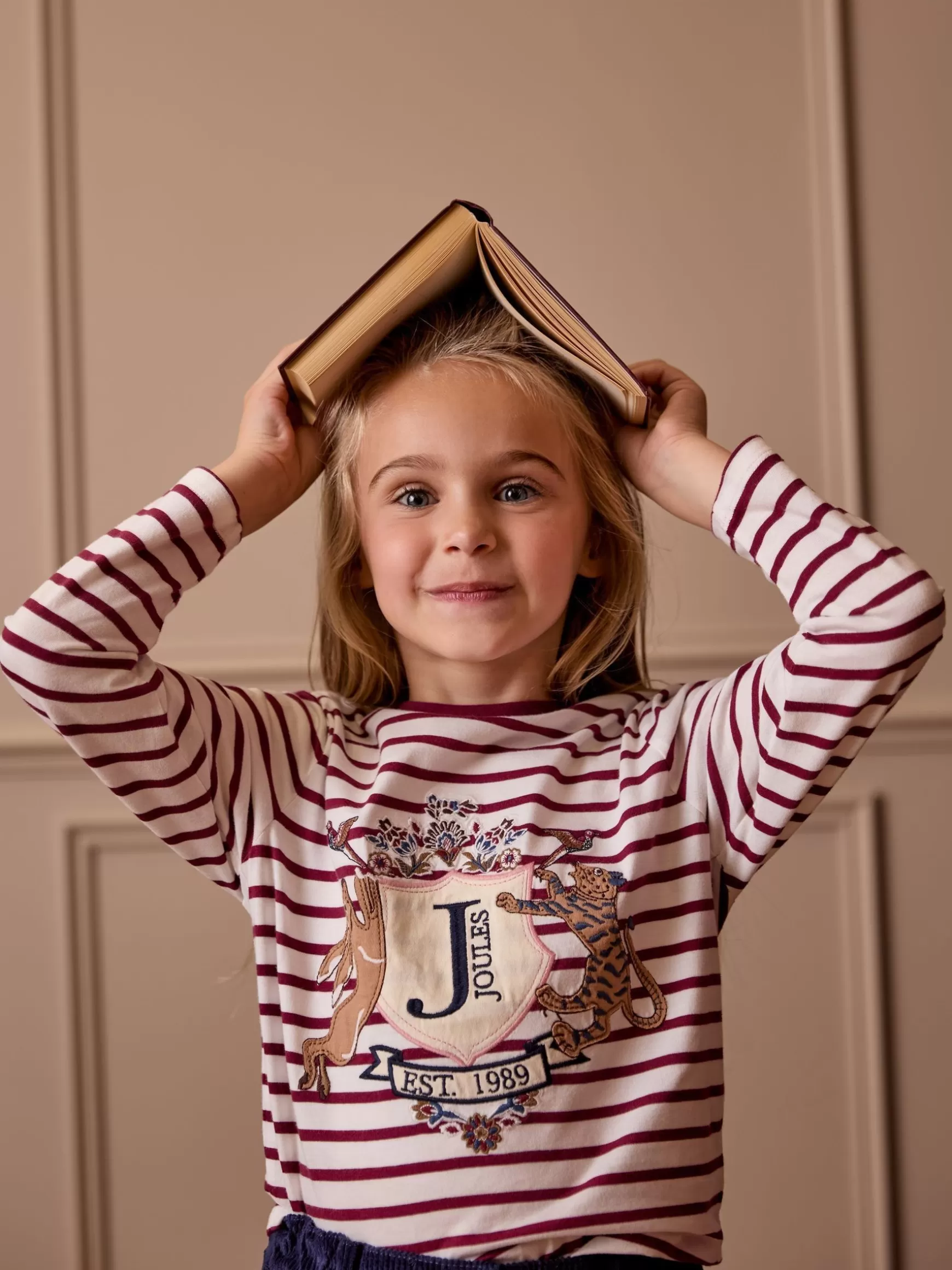 Girls' Ava Berry Red Stripe Artwork T-Shirt^Joules Cheap