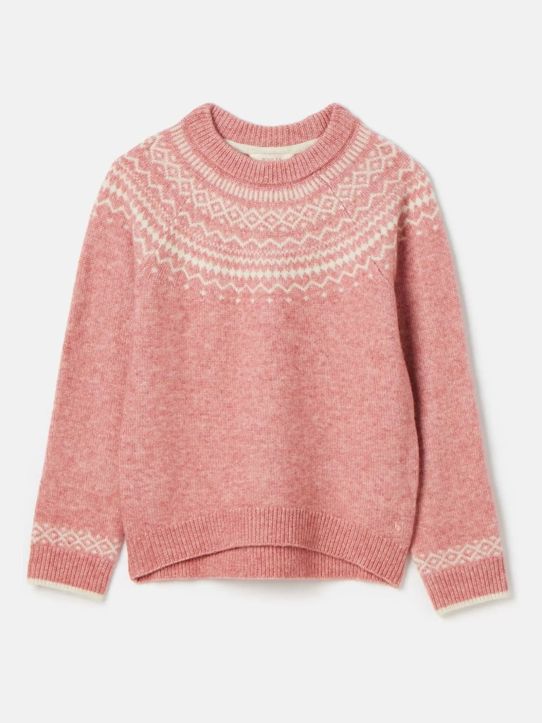 Girls' Charlotte Pink & Cream Fair Isle Jumper^Joules Best Sale