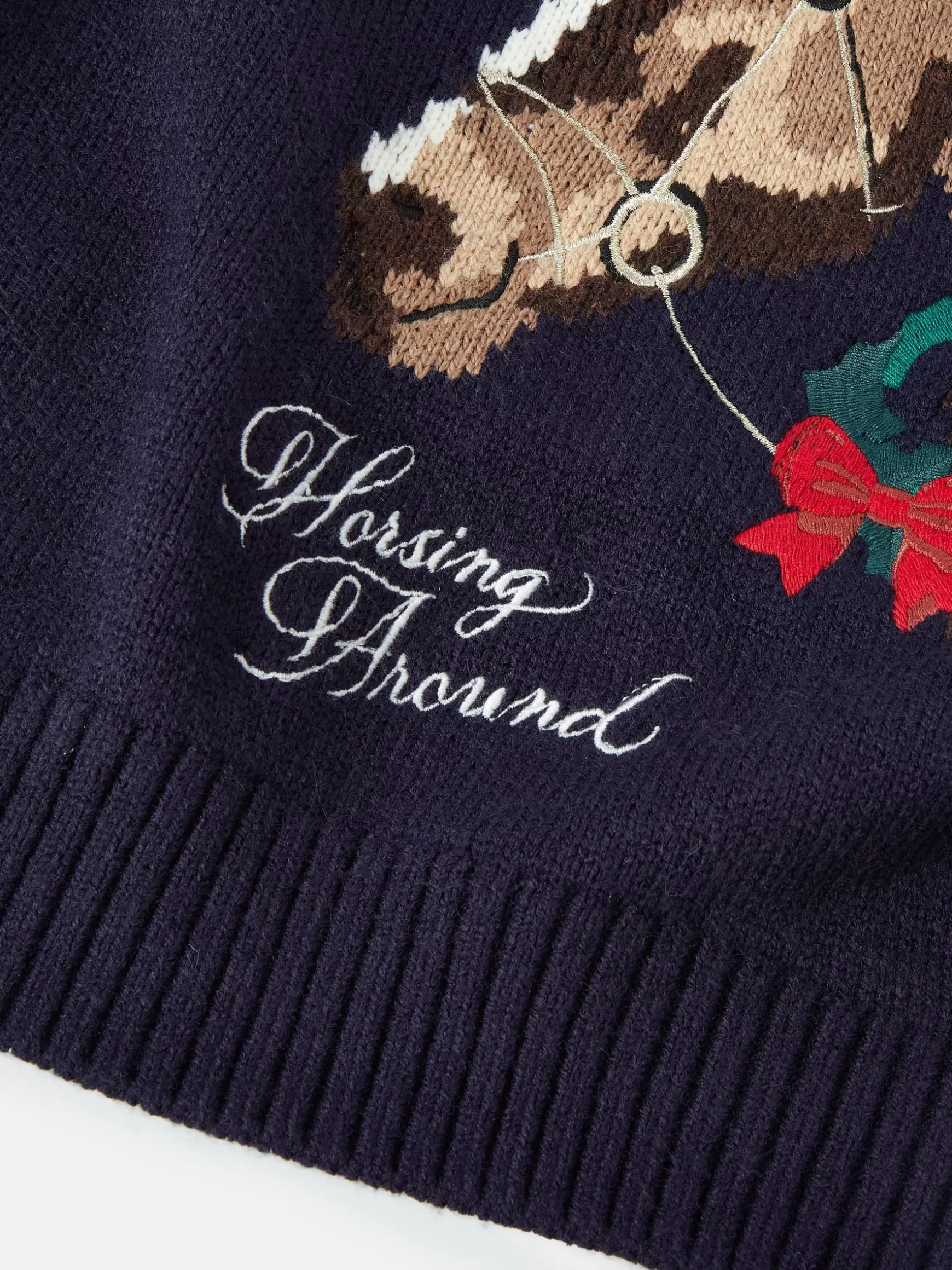 Girls' Cracking Navy Blue Intarsia Artwork Jumper^Joules Online