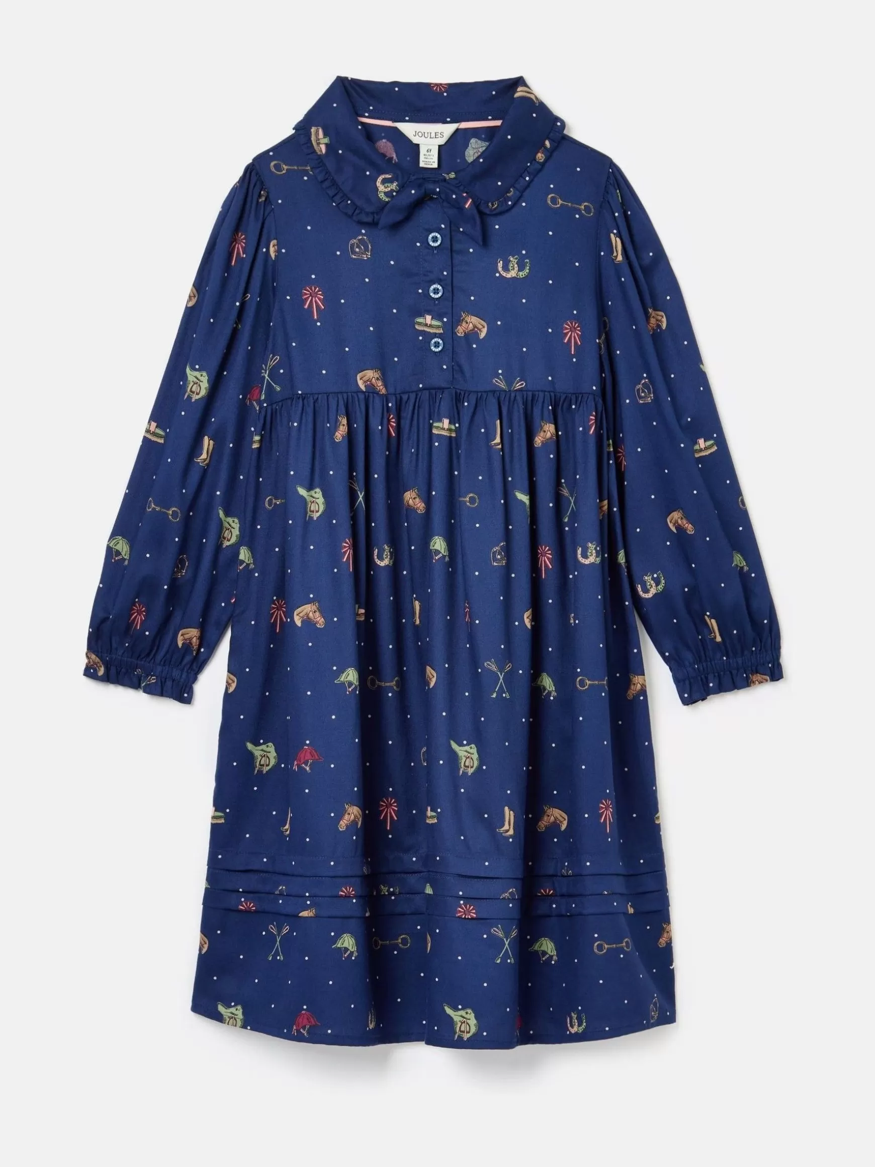 Girls' Ella Navy Print Bow Collar Dress^Joules Clearance