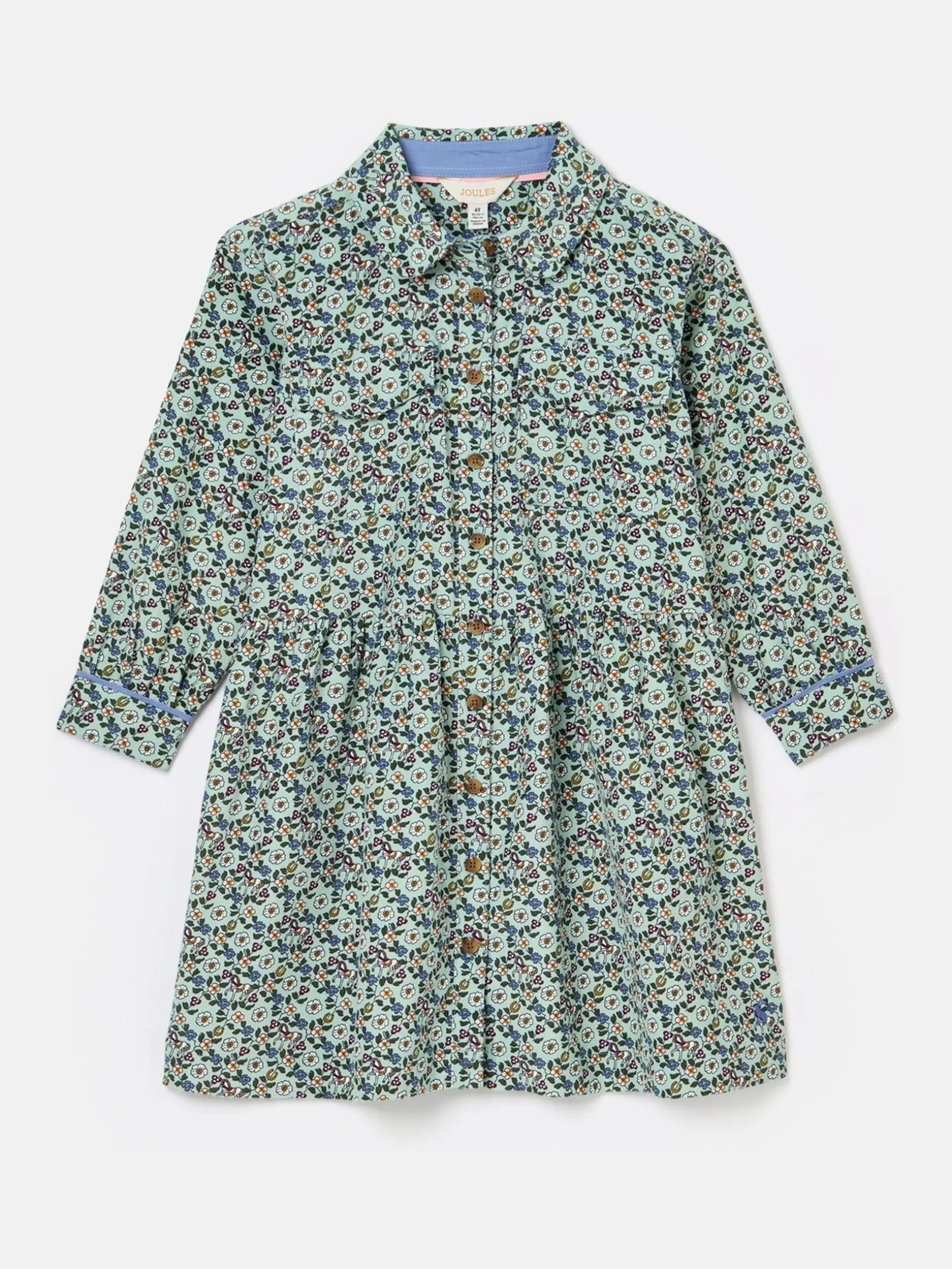 Girls' Elodie Blue Ditsy Print Corduroy Shirt Dress^Joules Hot