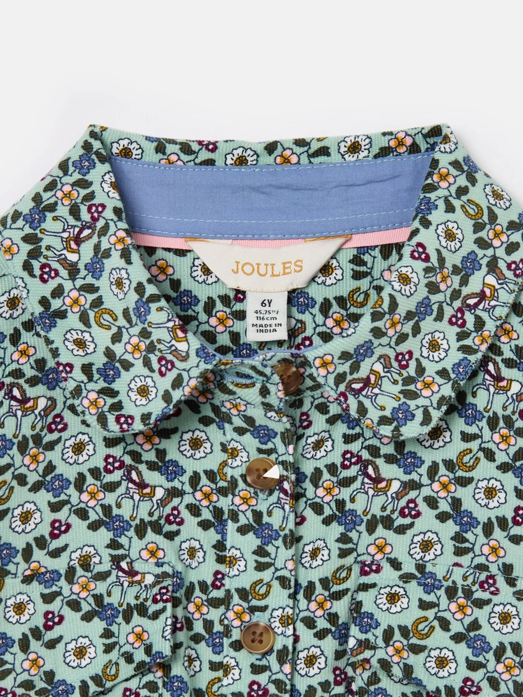 Girls' Elodie Blue Ditsy Print Corduroy Shirt Dress^Joules Hot