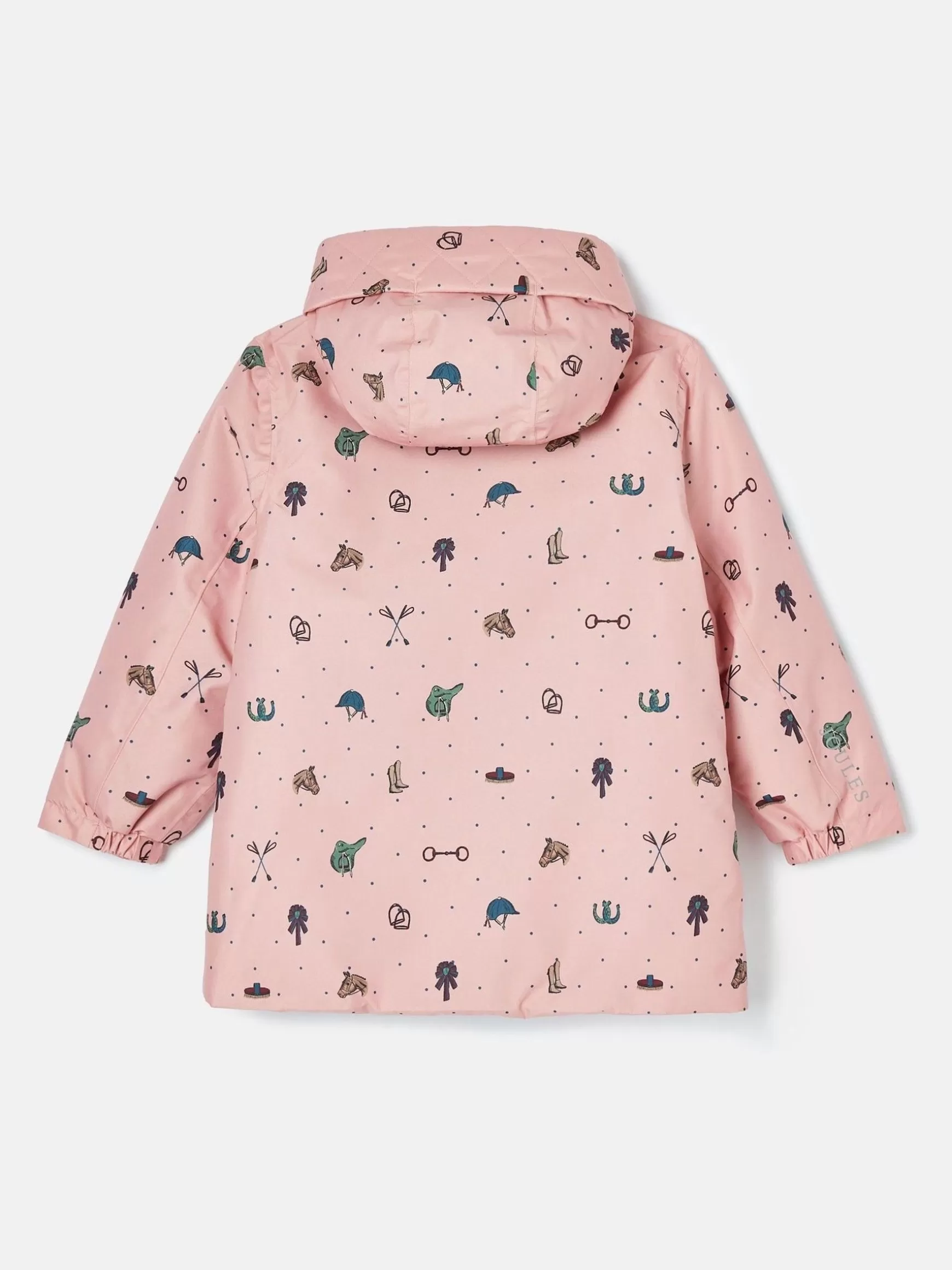 Girls' Fairview Pink Horse Print Waterproof Coat with Quilted Lining^Joules Cheap