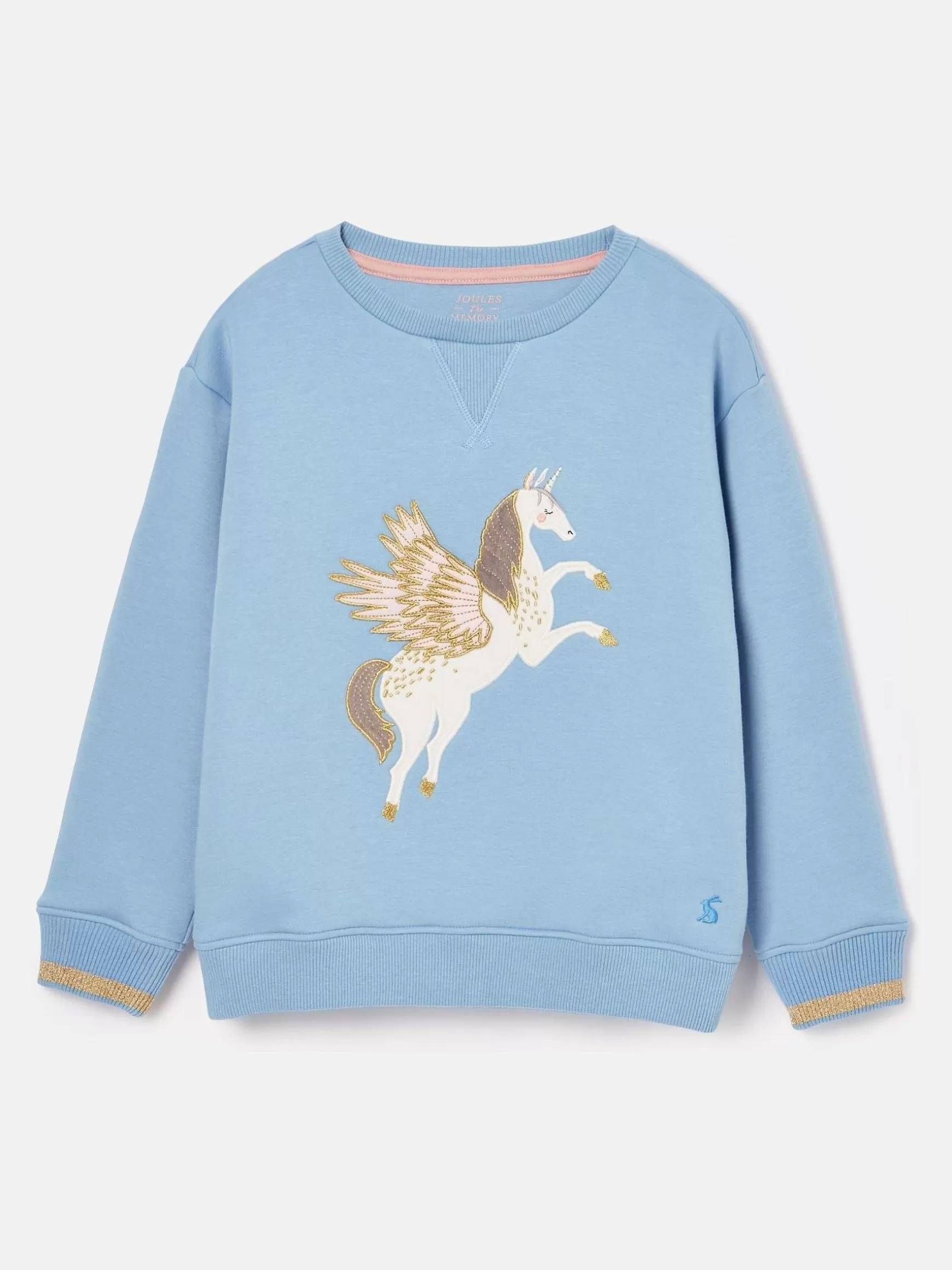Girls' Mackenzie Blue Pegasus Embroidered Artwork Crew Neck Sweatshirt^Joules Store