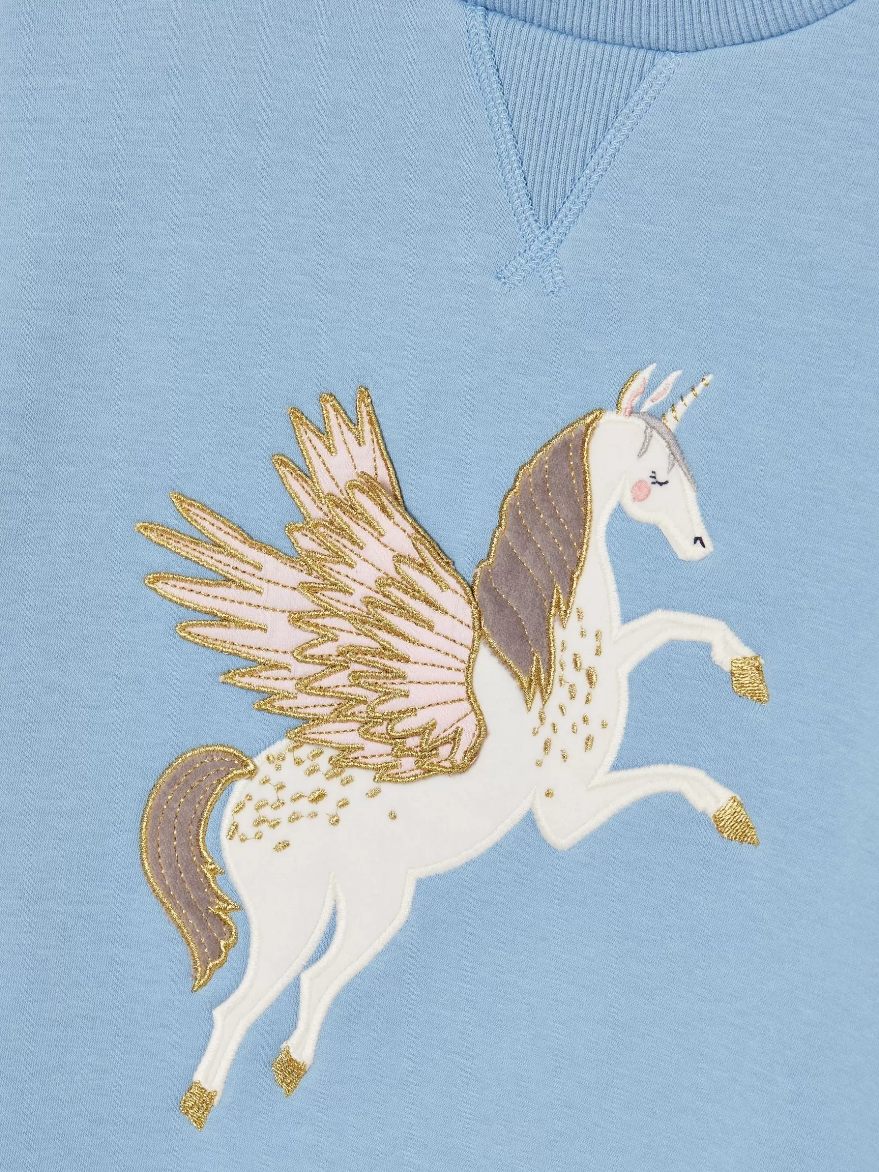 Girls' Mackenzie Blue Pegasus Embroidered Artwork Crew Neck Sweatshirt^Joules Store