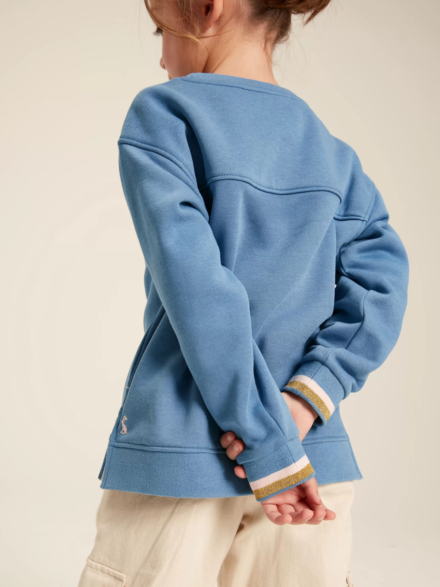 Girls' Mackenzie Blue Rabbit Embroidered Artwork Crew Neck Sweatshirt^Joules Best Sale