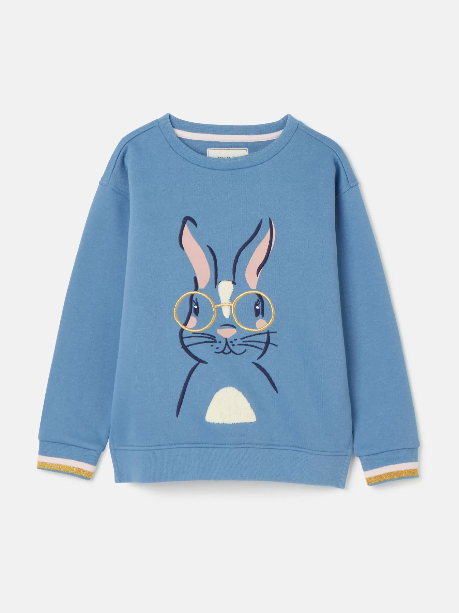 Girls' Mackenzie Blue Rabbit Embroidered Artwork Crew Neck Sweatshirt^Joules Best Sale