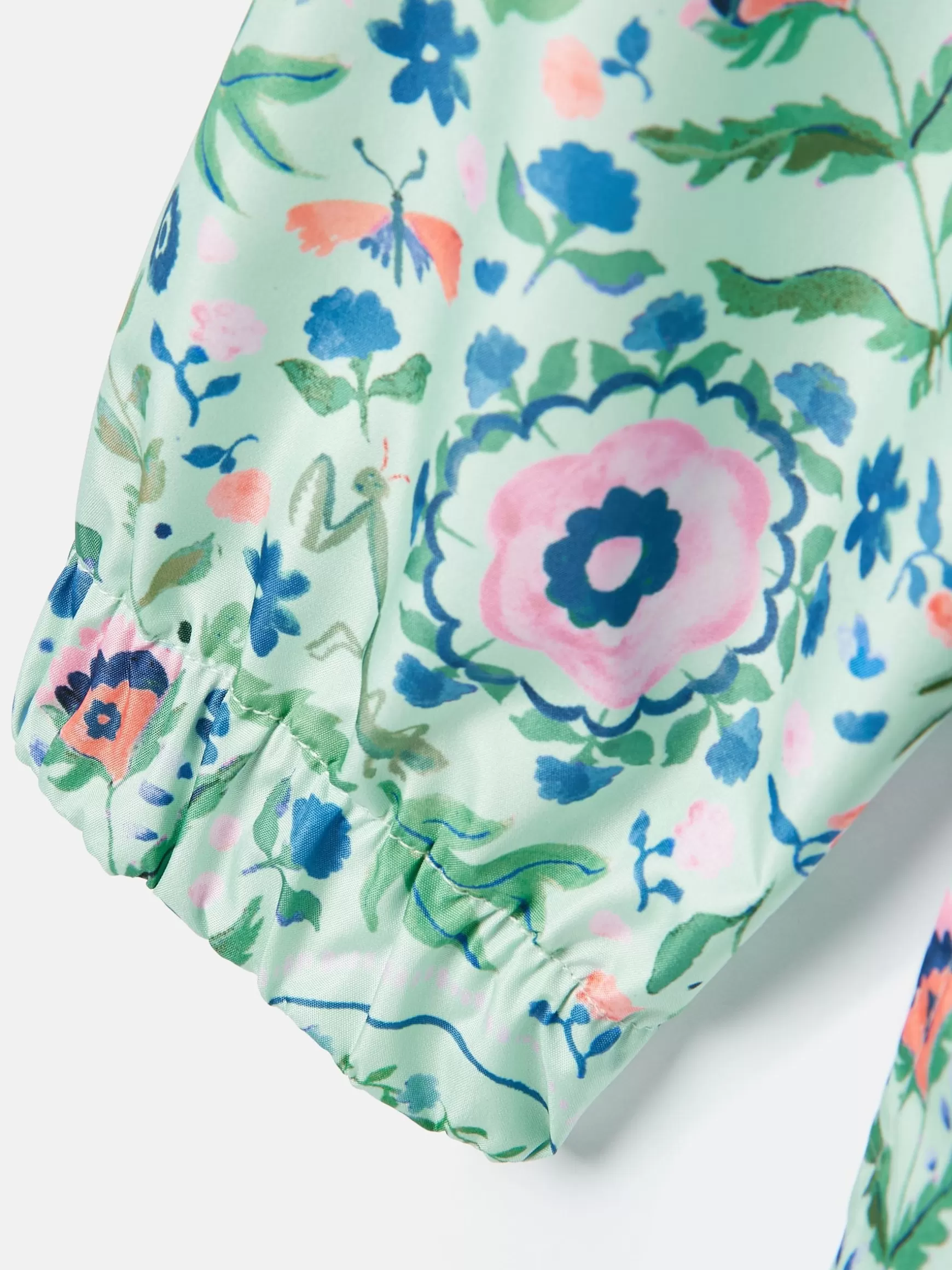 Girls' Rainford Green Floral Waterproof Packable Raincoat With Hood^Joules Cheap